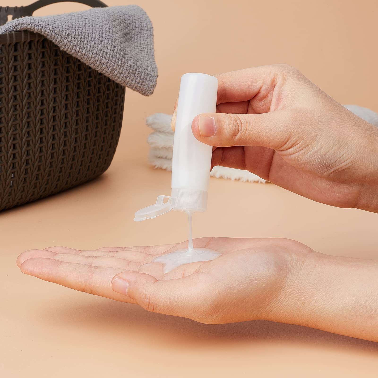 Benecreat 10 Pack 18Ml 0.6Oz Small Travel Squeeze Bottles Refillable Makeup Foundation Container Travel Essentials Sample Bottle