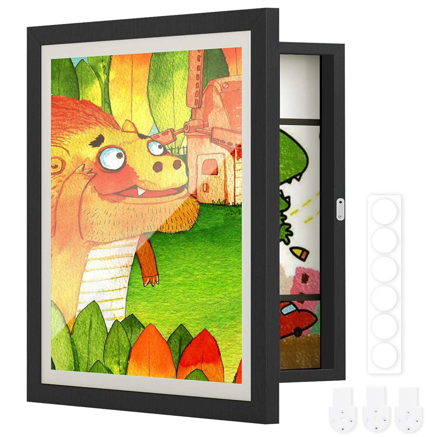 About Space Rectangular Kids Artwork Picture Frame-Front Opening Horizontal Vertical A4 Photo Frame With Shatter Resistant Glass