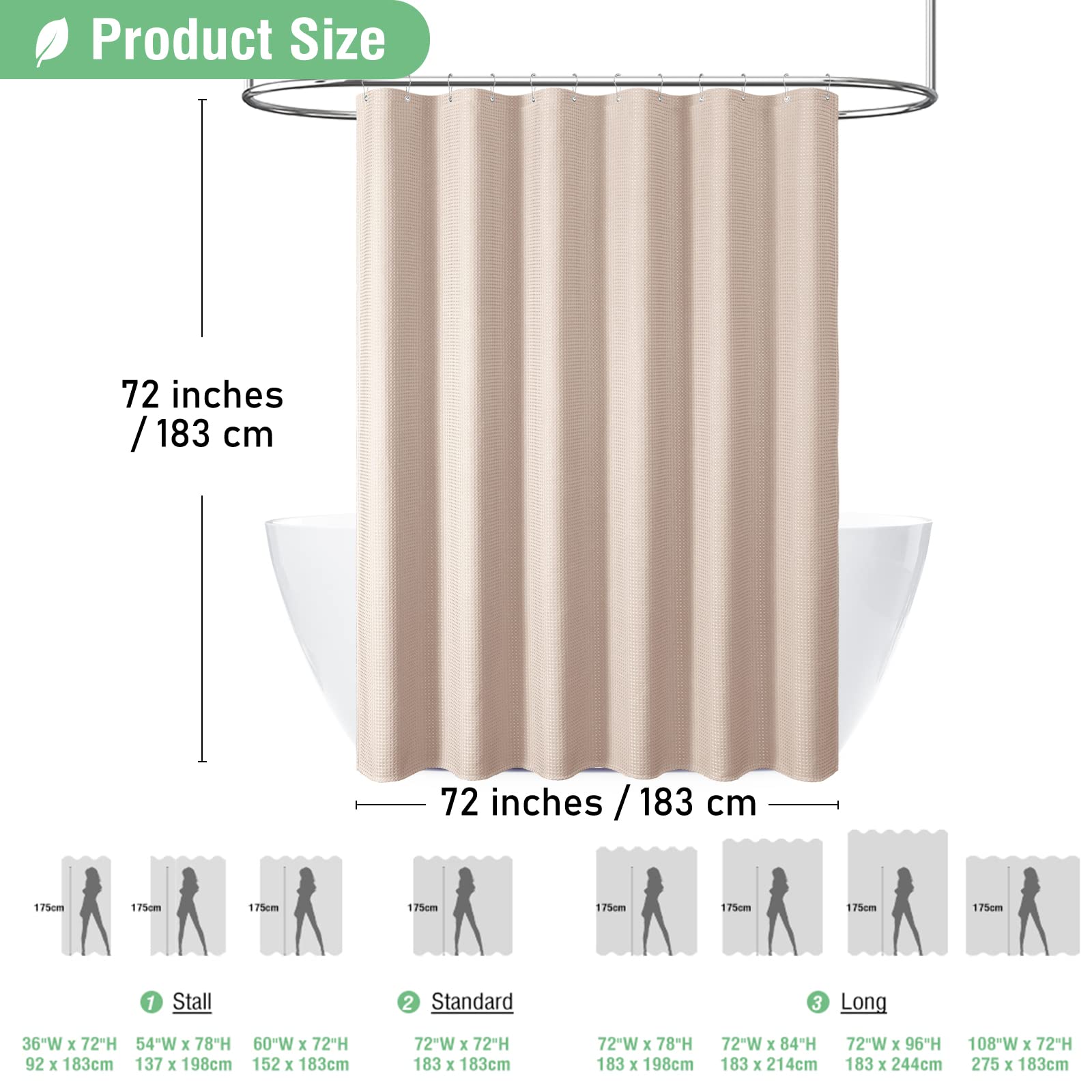 Dynamene Blush Pink Fabric Shower Curtain - Waffle Weave Textured Heavy Duty Cloth Shower Curtains For Bathroom, 256Gsm Hotel Lu