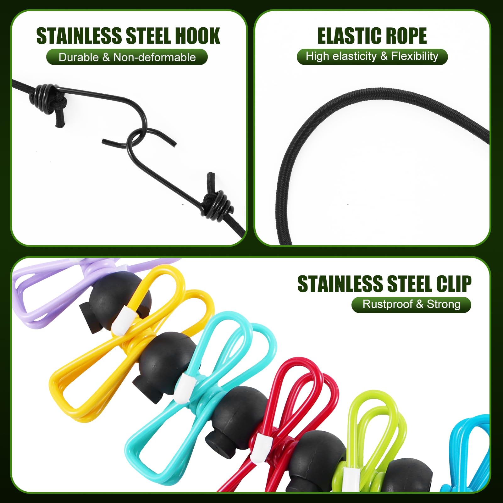 2 Pack Camping Clothesline Portable 12 Clothespins, Camping Accessories Travel Clothesline For Outdoor Indoor, Retractable Cloth