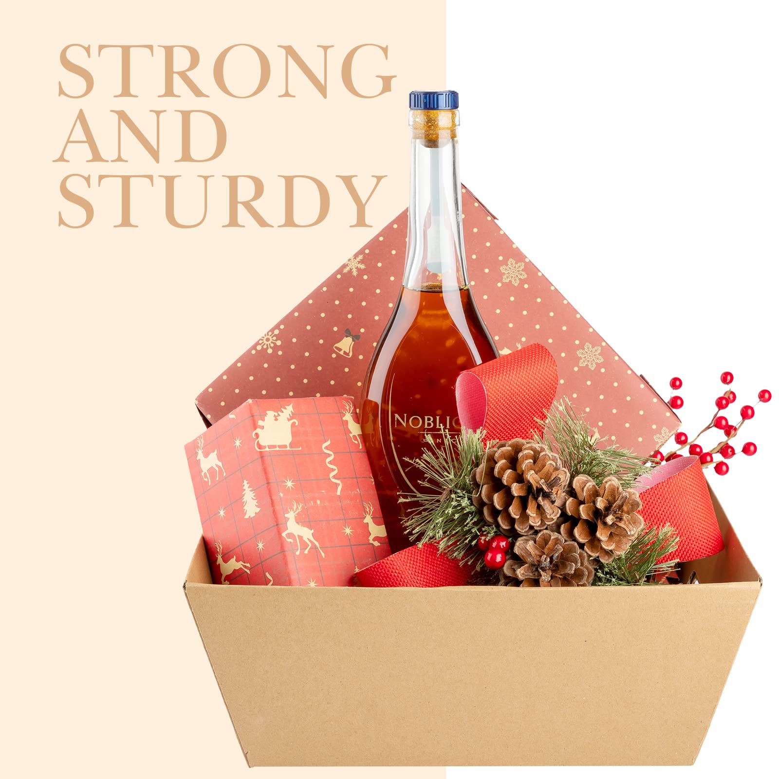 16 Pcs 12'' X 10'' Extra Large Cardboard Empty Baskets For Gifts Bulk Farmhouse Empty Gift Basket With Handles Cardboard Gift Tr
