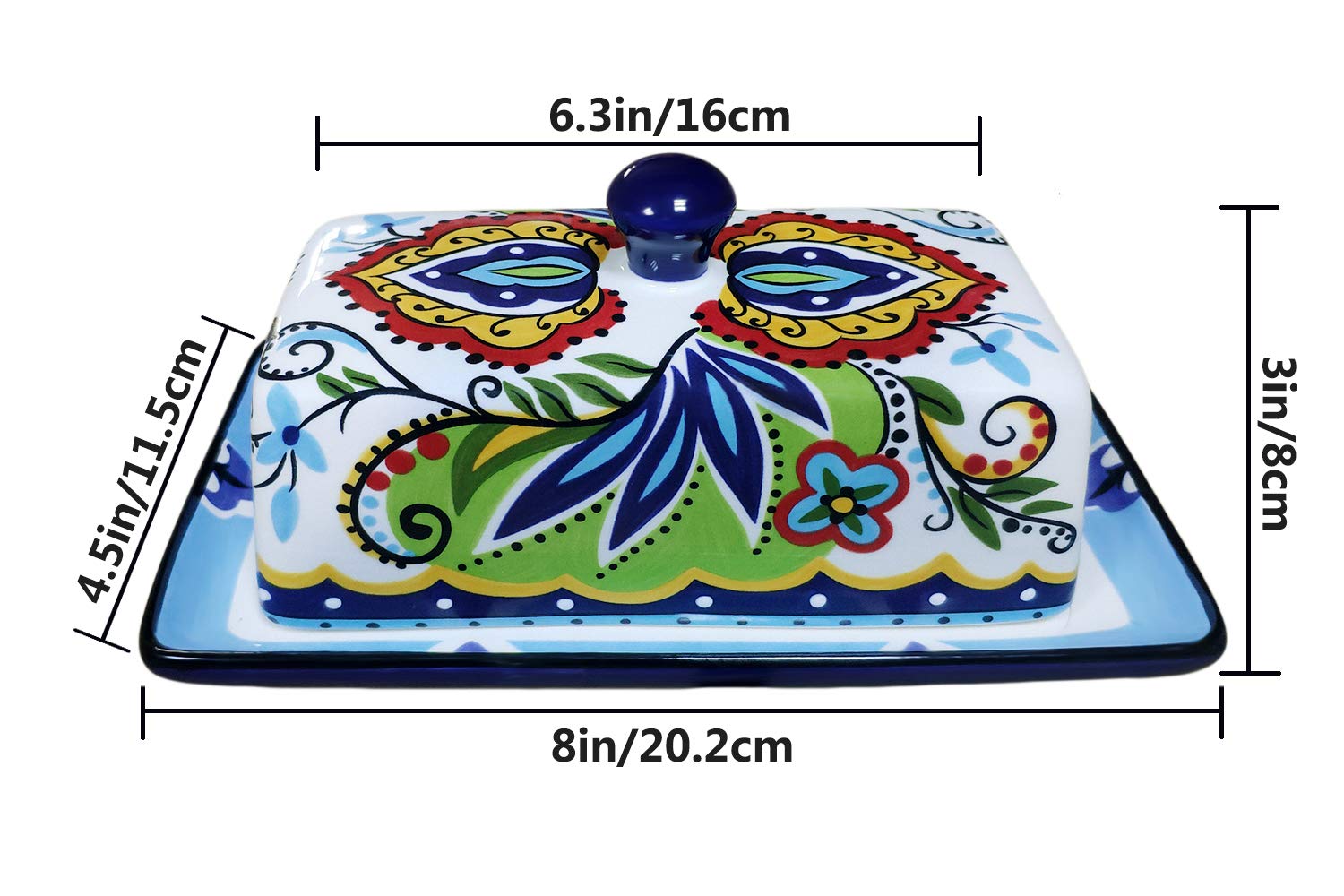 Butter Dishes With Covers, For Serving Tray Cheese, Dessert, Fruit And More Appetizer Plates (Hand Drawn)