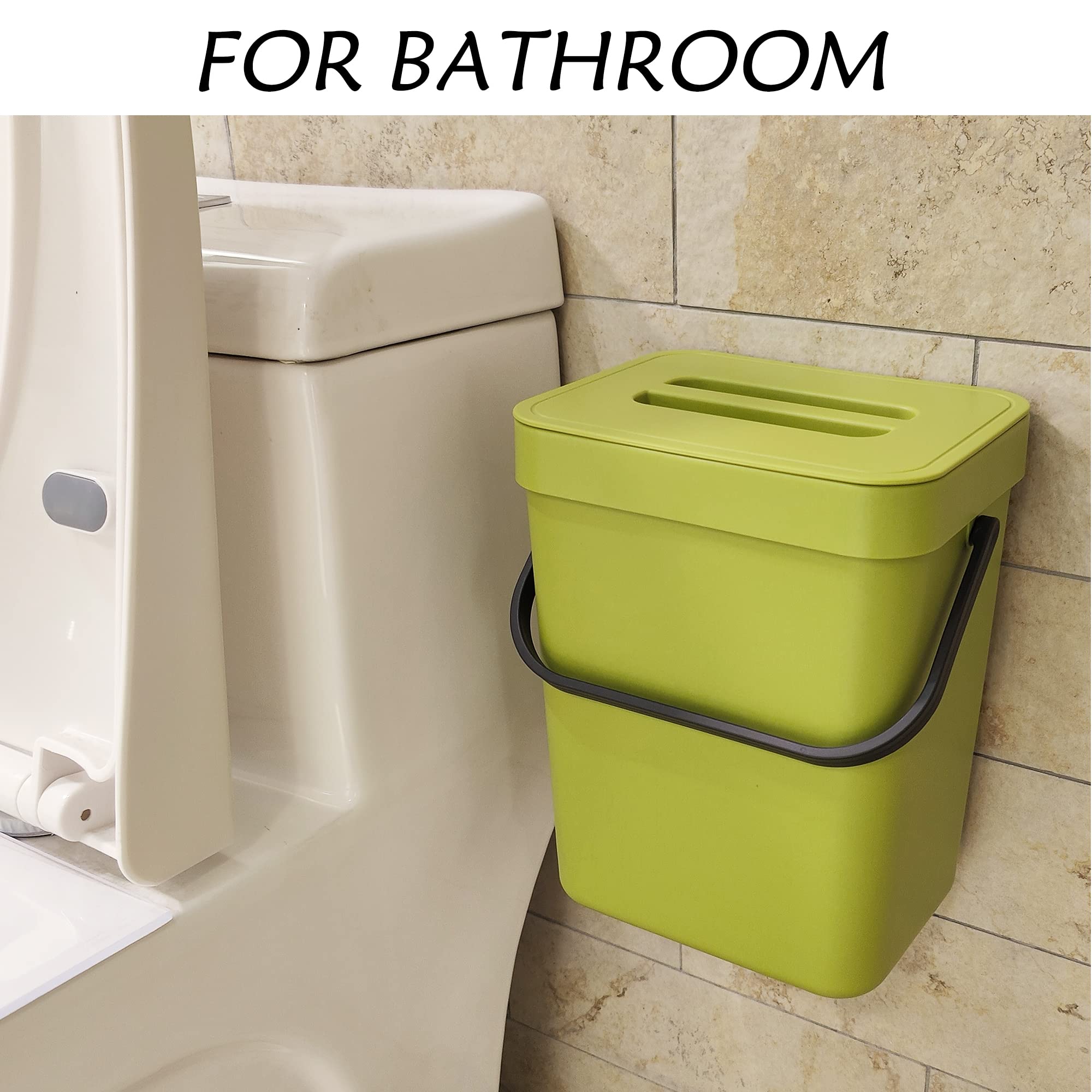 stonespace Small Kitchen Trash Can with Lid  Compost Bin Indoor Kitchen Sealed  Under Sink Trash Can  5 L/1.3 Gallon Plastic Trash Bin  Green