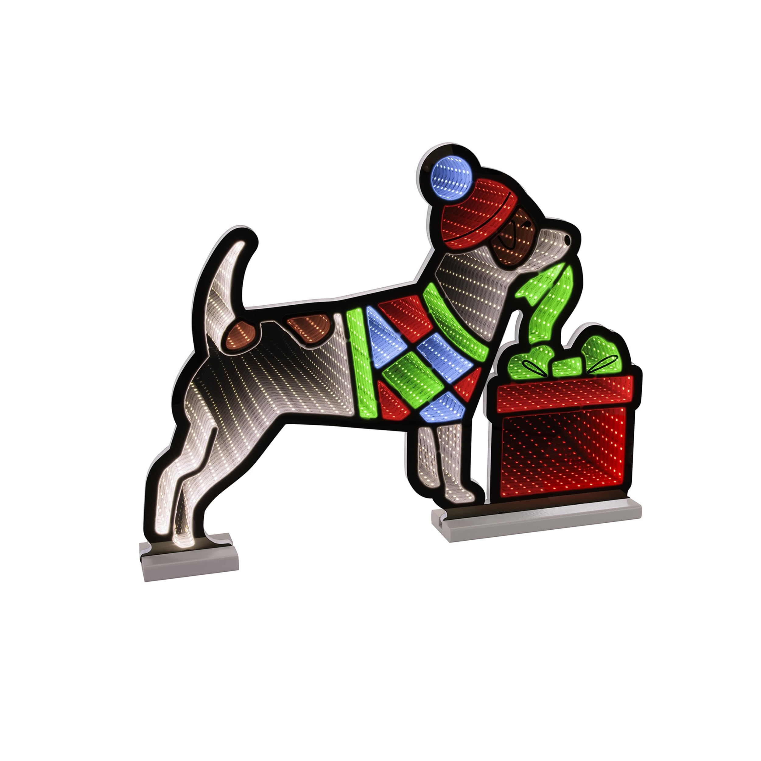 Dog w/Present Ekkolight 24L x 17.5H Acrylic UL Plug