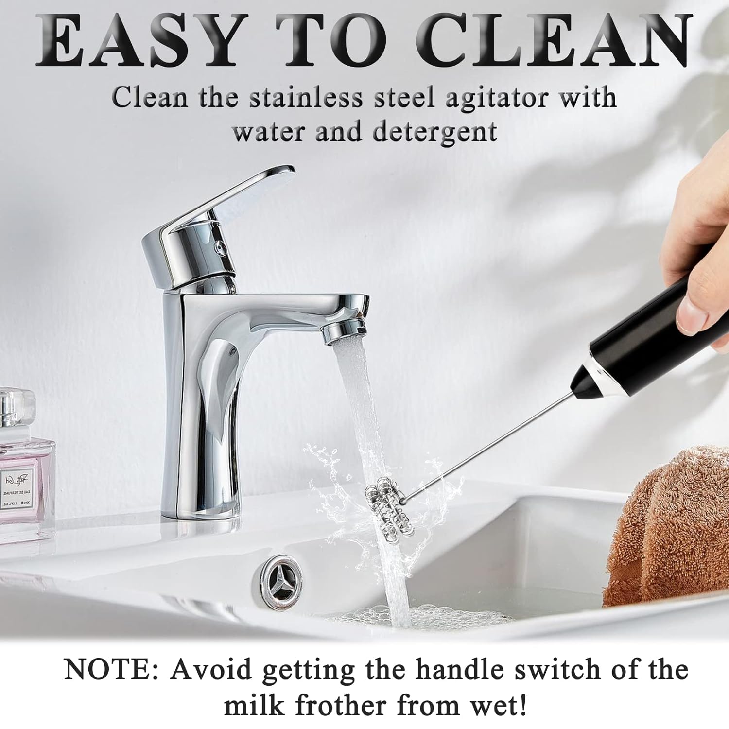 Zuvexa USB Rechargeable Electric Foam Maker - Handheld Milk Wand Mixer Frother for Hot Milk, Hand Blender Coffee, Egg Beater (Bl