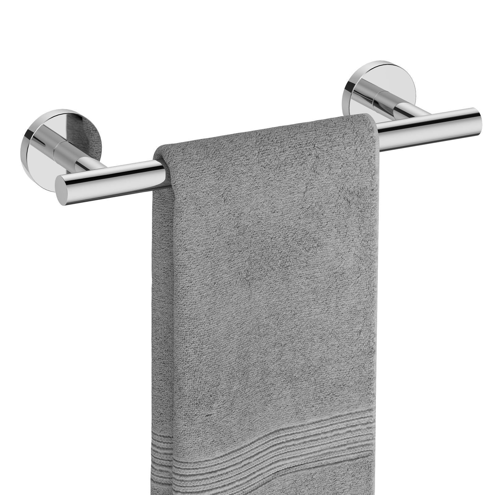 USHOWER Polished Chrome Towel Bar  9-Inch Towel Racks for Bathroom Wall-Mounted  SUS304 Stainless Steel Towel Rod Modern Home Decor (Total Length 12-Inch)