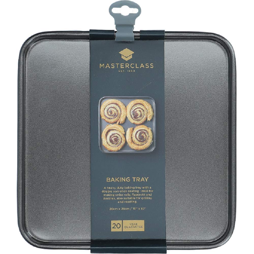 Master Class 26Cm/10 Non-Stick Square Baking Tray Sheet Pan | Ideal For Making Swiss Rolls Flapjacks Pastries Grilling Or Roasti