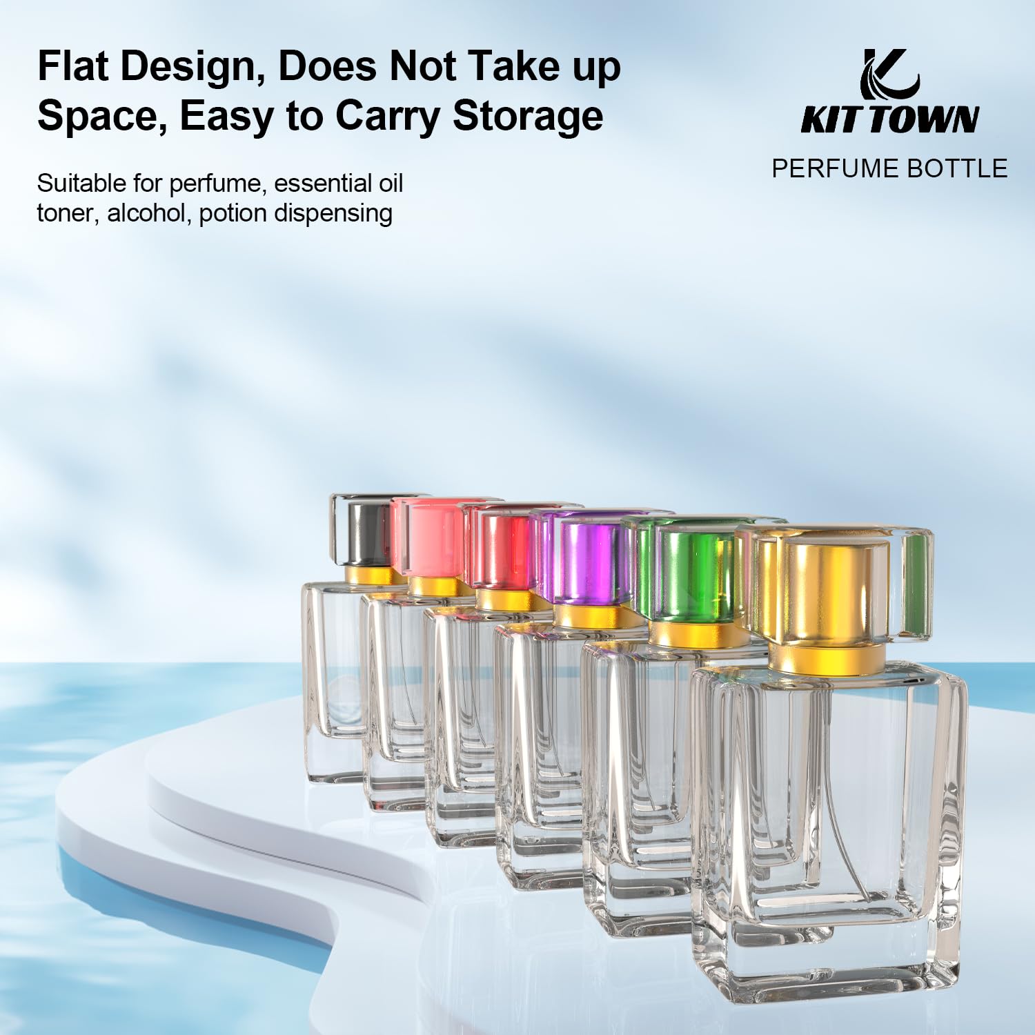 Kit Town 6 Pack Refillable Perfume Atomizer 50Ml 1.7Oz Large Perfume Bottle For Essential Oils, Perfumes,Empty Clear Glass Mist