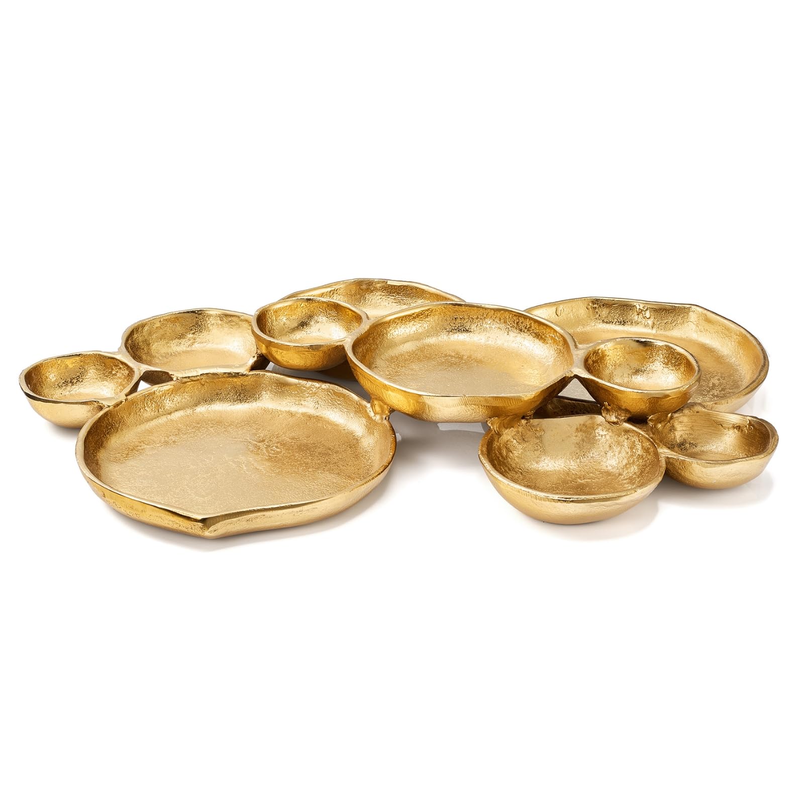 Cluster of 10 Round Serving Bowls Gold Clusters Decorative Tray