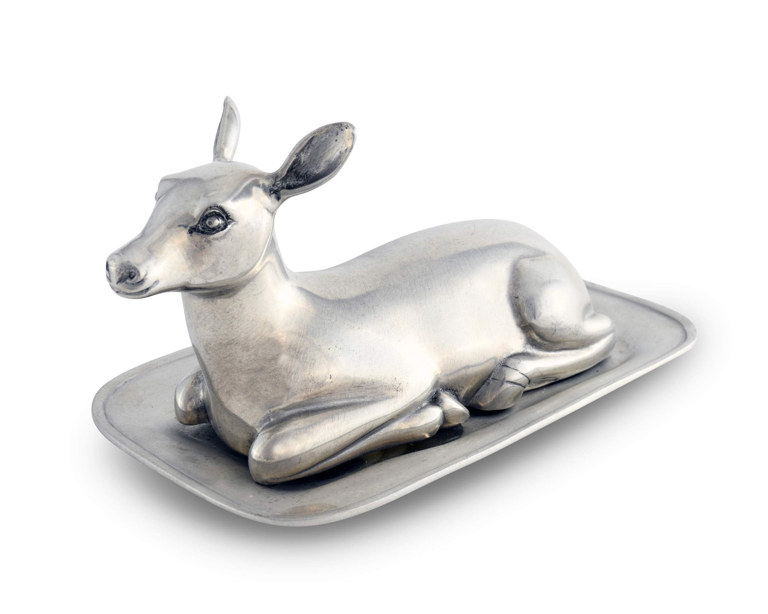 Vagabond House Pewter Doe / Deer Covered Butter Cream Cheese Dish 8 Inch X 5 Inch