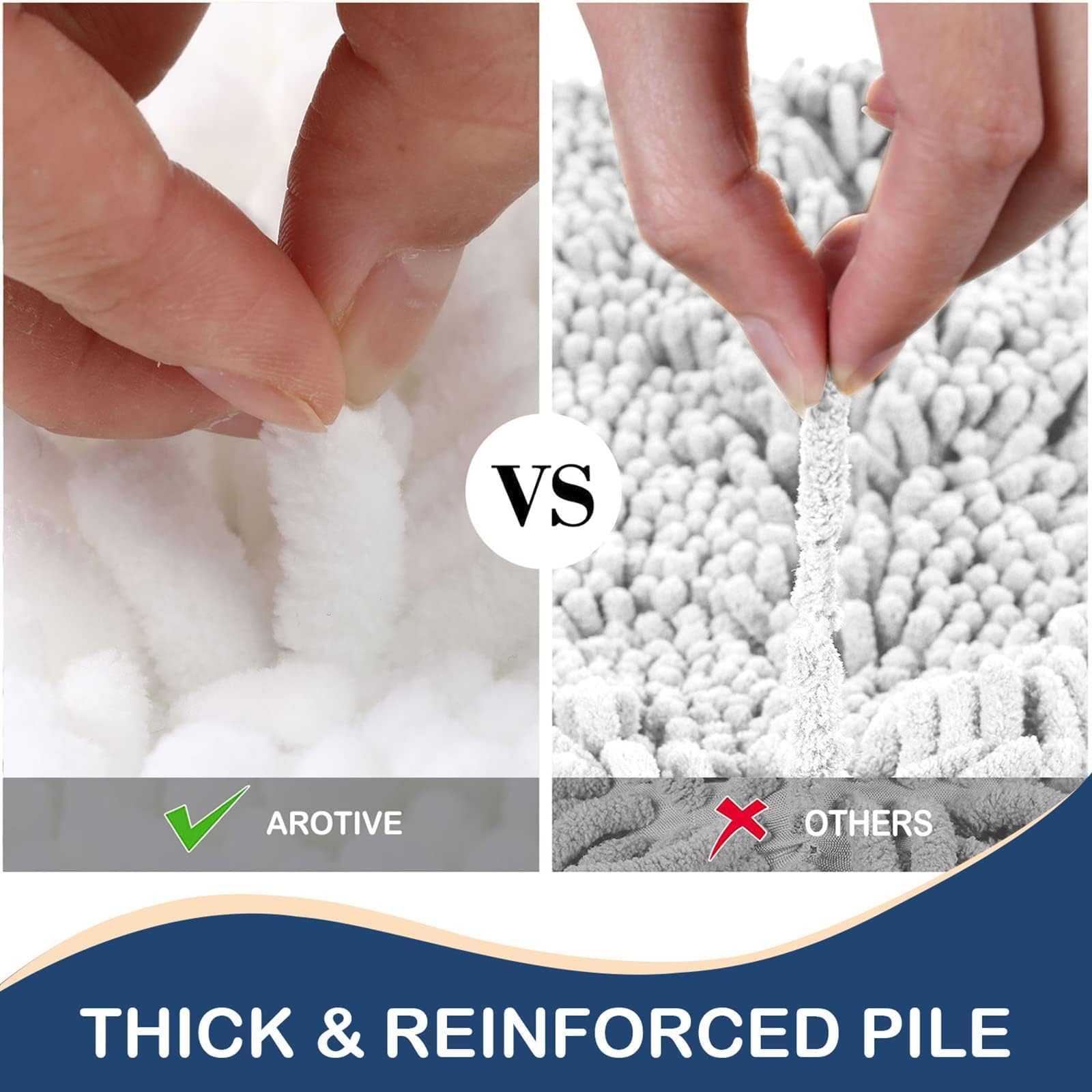 Arotive Luxury Round Chenille Bathroom Rug Mat, Extra Soft Thick Absorbent Shaggy Bath Rugs, Non-Slip Machine Wash Dry Plush Bat