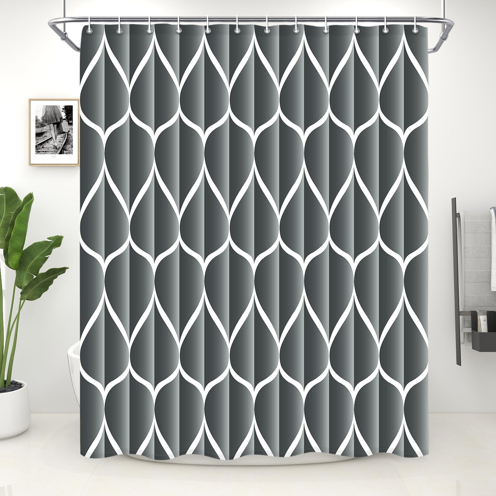 Gelbchu Dark Grey 72 X 72 Inch Cloth Shower Curtain, Waterproof Design And Polyester, Quick-Drying, Heavy Duty Shower Curtains S