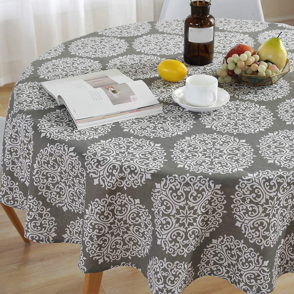 Table Cloth, Round Stripe Table Cover Nordic Twill Floral Tablecloth Washable Dining Decorative For Holiday Home Christmas Party