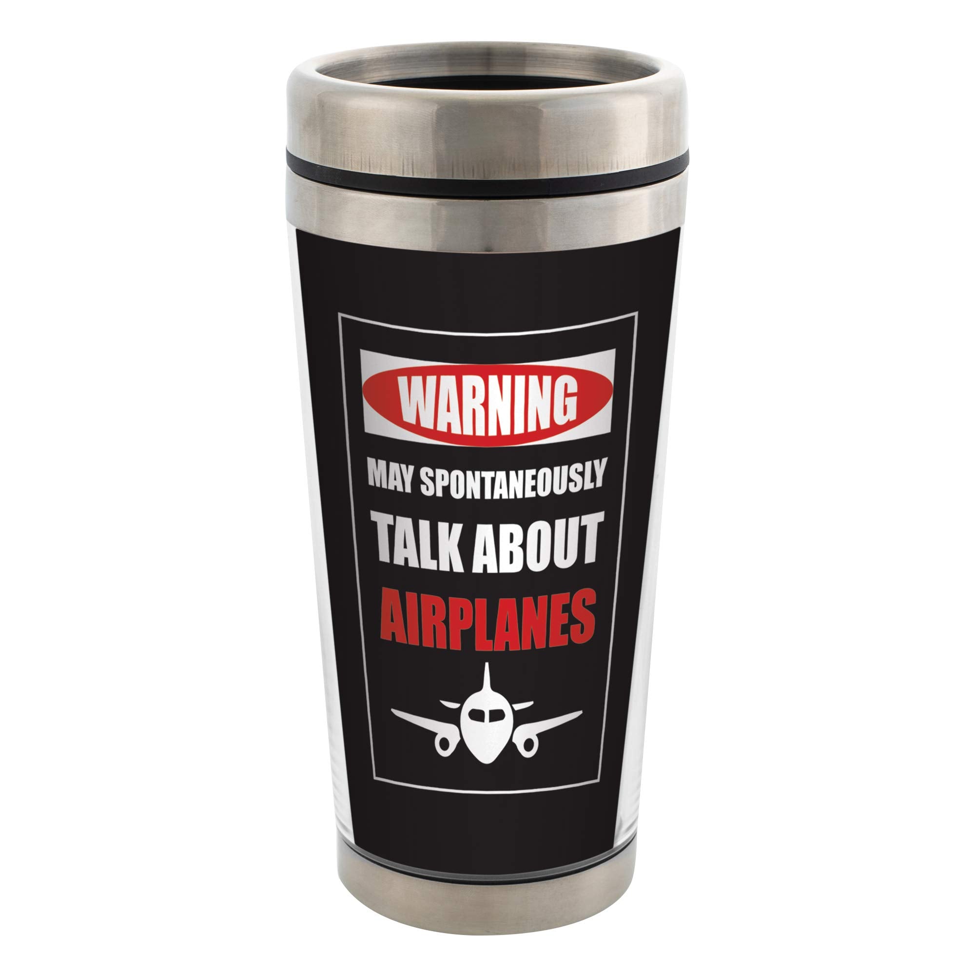 Pilot May Talk About Airplanes 16 Oz Stainless Steel Travel Mug With Lid