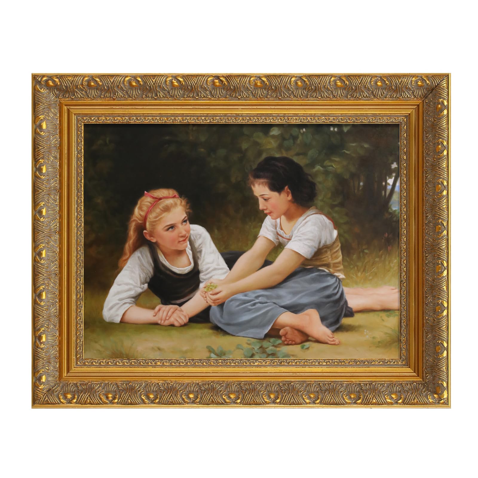 Folkor Wood Canvas Frame For 12X16 Oil Paintings, Finished 12X16 Gold Ornate Frame For Wall Art Prints, Luxury Vintage Painting