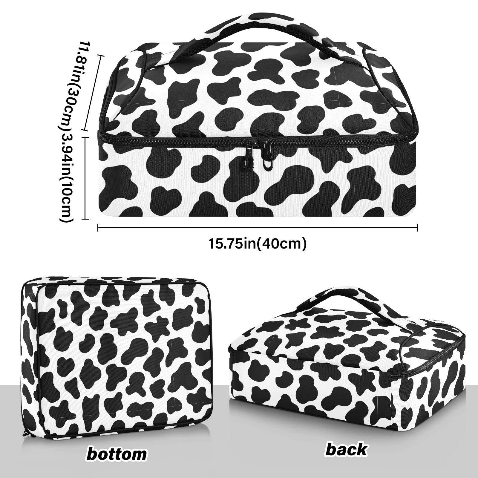 Zoeo Casserole Carrier Insulated Cow Stria Dish 9X13 With Lid Party Travel Warmer Bag For Hot Or Cold Food Lasagna Pizza Holder