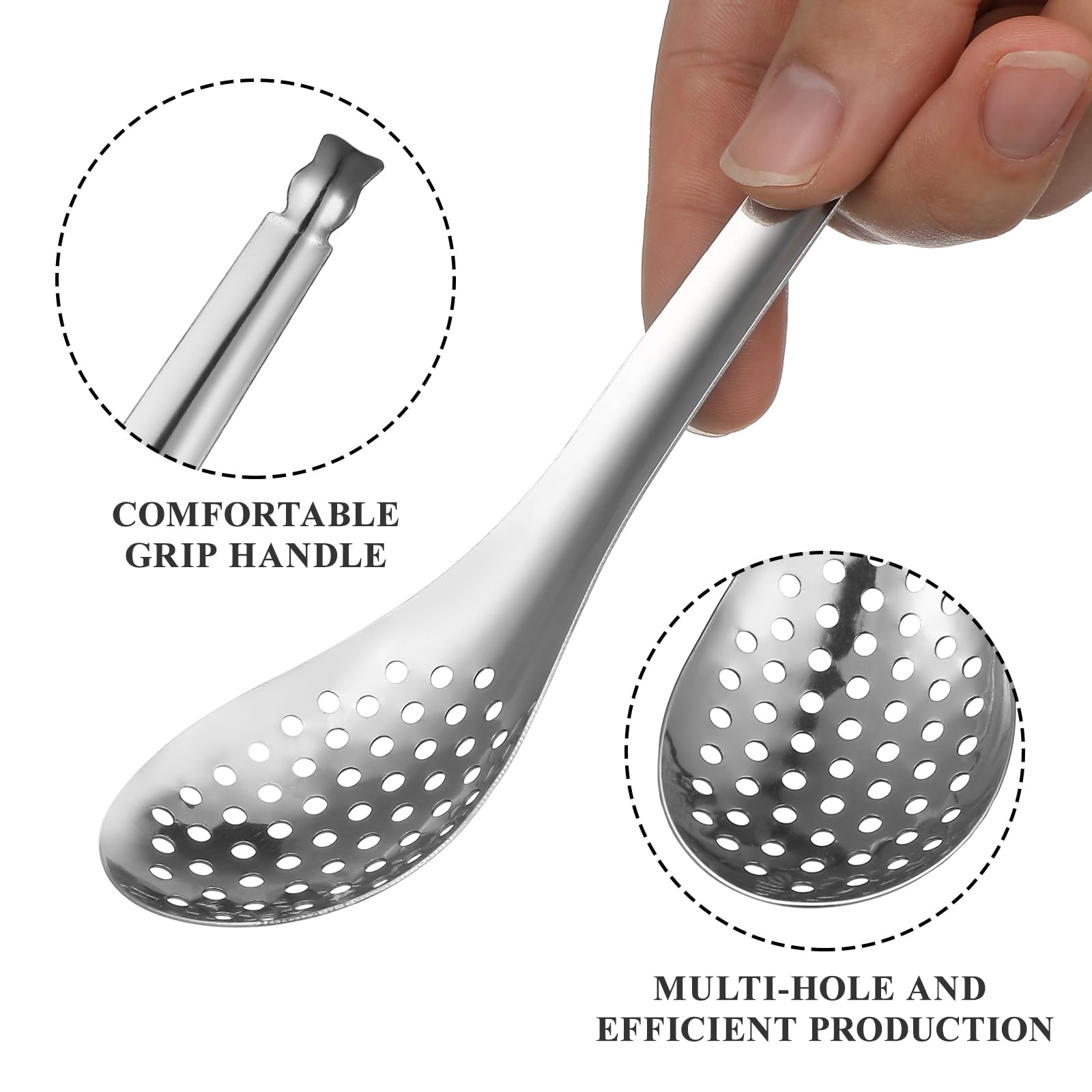 Jojofuny 2 Pack Small Slotted Spoons Spherification Spoon Stainless Steel Caviar Spoon Cooking Gadgets Caviar Box Spherification