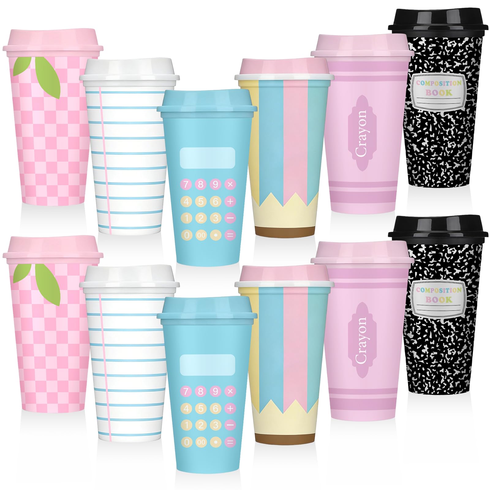 Skylety 12 Pcs Teacher Appreciation Gifts Teacher Gifts Bulk End of The Year Teachers Deals Reusable Plastic Coffee Cup with Lid