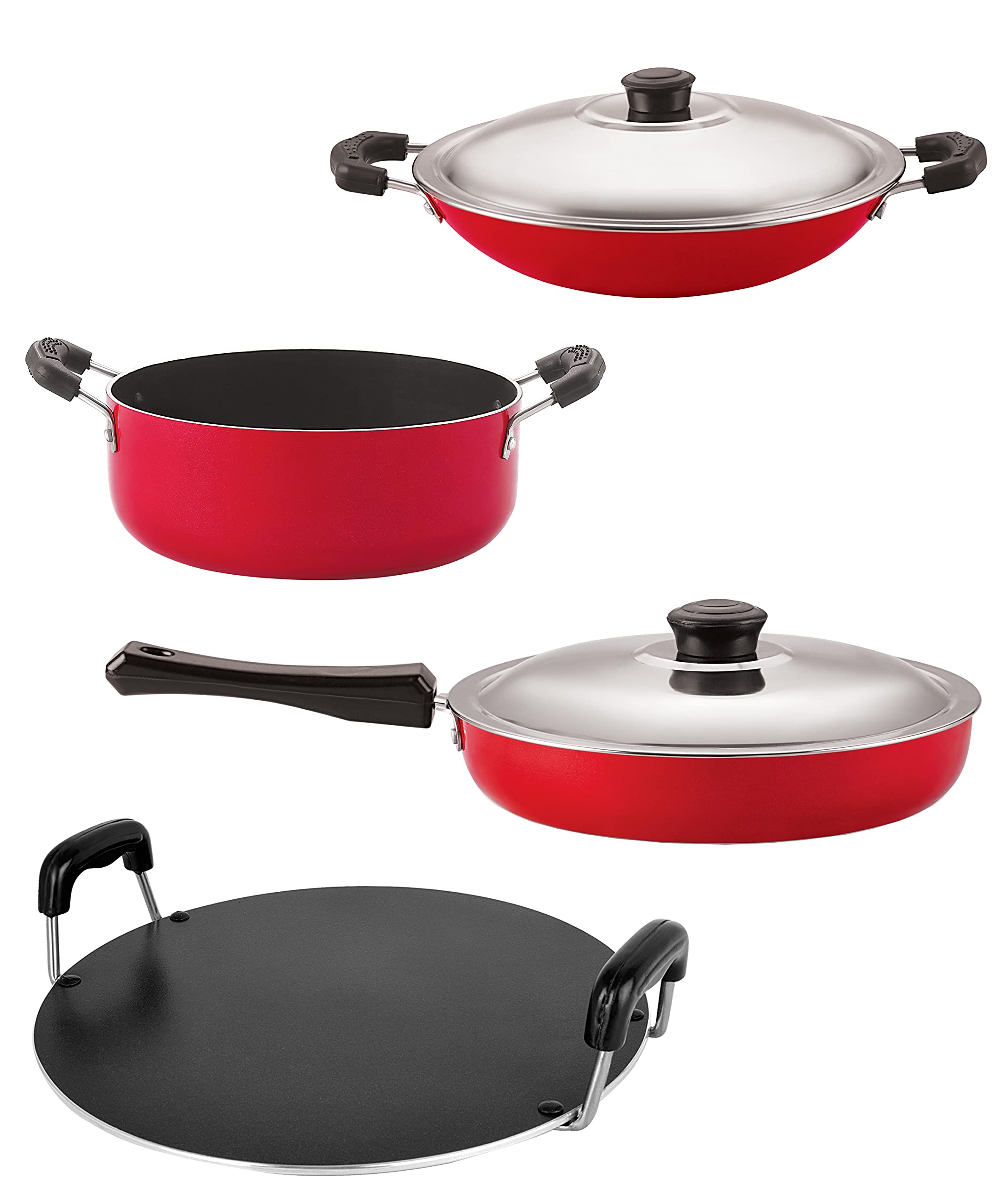 Nirlon Aluminium Non Stick Kitchen Essentials Cookware Set Of 4 Pieces (Fp12_Ac_Rt_Cs24)