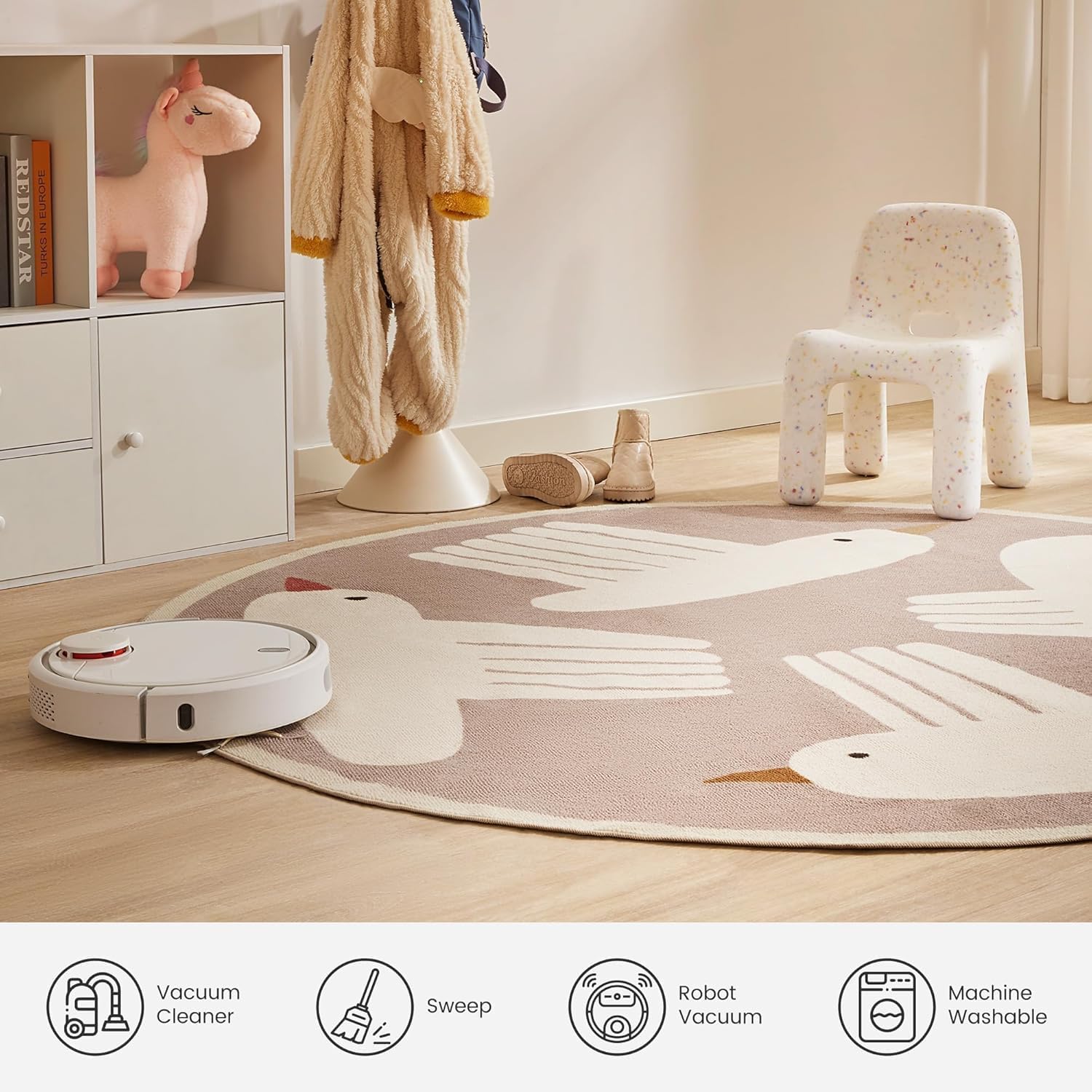 Machine Washable Non Slip Kids Rugs for Living Room & Bedroom - Flying Bird