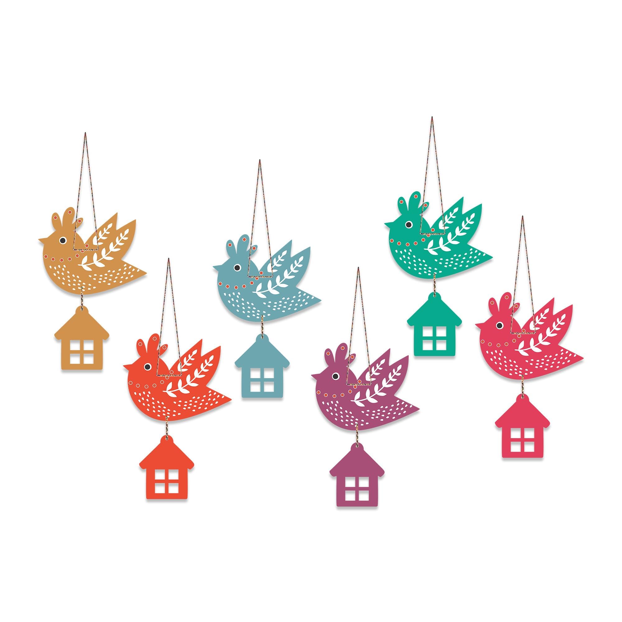 Artvibes Multicolored Flying Birds Decorative Wall Art Mdf Wooden Wall Hanger For Home | Garden Balcony | Decoration Wall Hangin