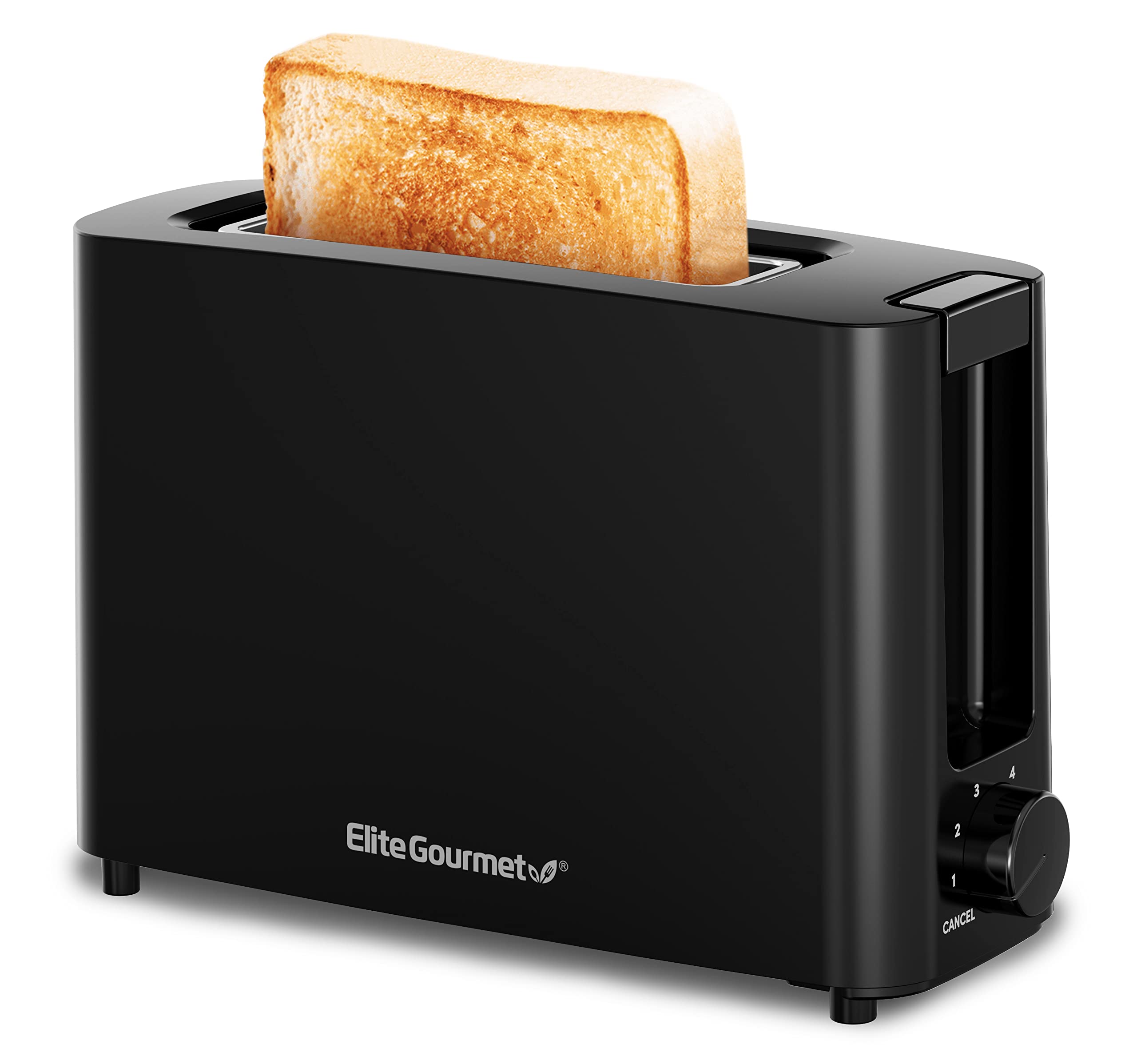 Elite Gourmet Ect118B Cool Touch Single Slice Toaster, 6 Toasting Levels & Wide Slot For Bagels, Waffles, Specialty Breads, Past