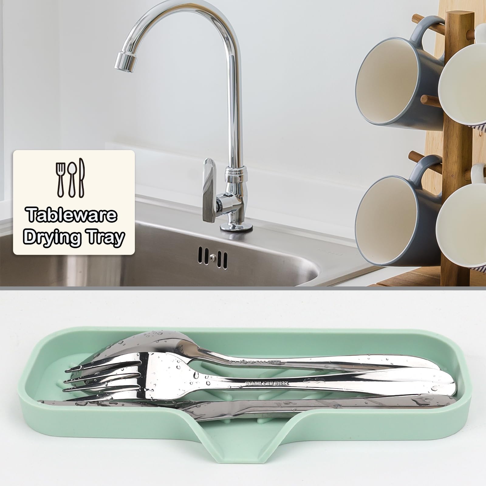 Yasmen Silicone Bathroom Soap Dishes, Sink Sponge Holder For Kitchen, Rubber Soap Dish With Drain, Shower Soap Sponge Tray, Sink