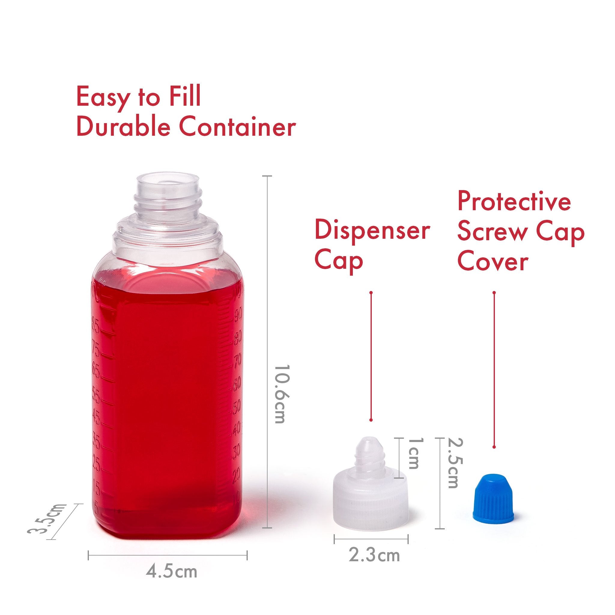 Reusable Liquid Container (100Cc) - Squeezable Travel Bottle Bpa-Free With Twist Cap - 10 Bottle Pack
