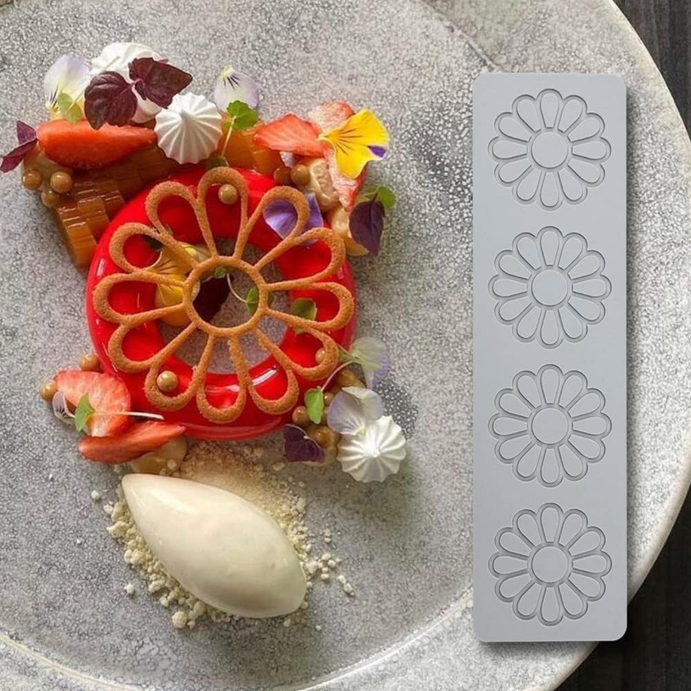 Embossing Lace Fondant Moulds, Multi Circle Flowers Lace Mat Cake Decoration Tool, Flower Shaped Cupcake Mat Silicone Molds (B_1