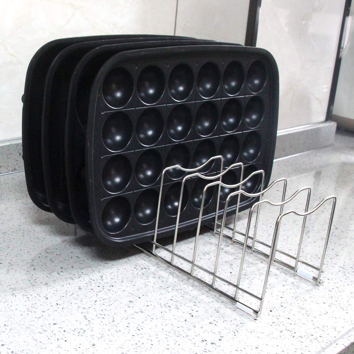 Flsepamb Lid Organizer Pot Lid Organizer Pot Lid Rack Holder Suitable For Bakeware Dish Plate, Cutting Boards, Pots & Pans, Serv