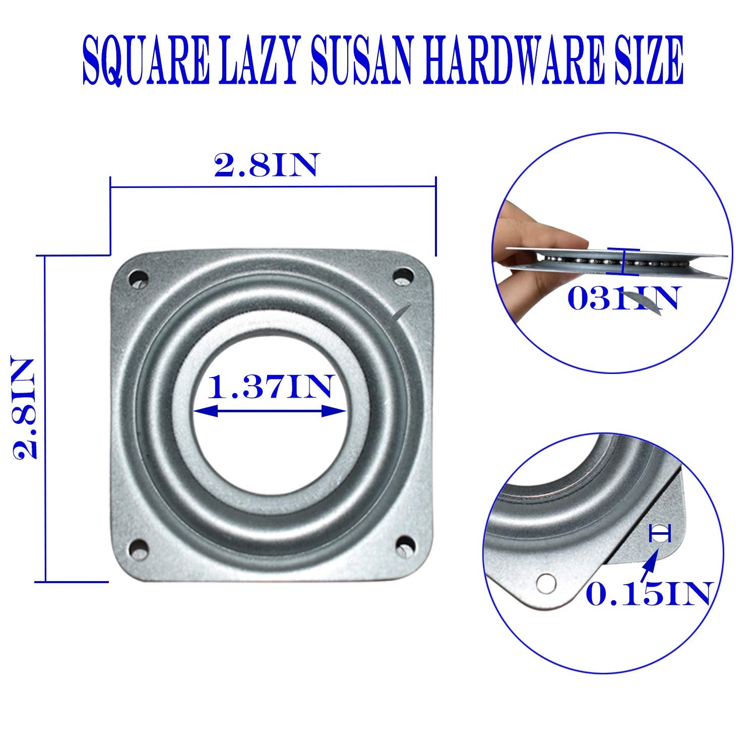 10Pack Lazy Susan Hardware, 3    Square Ball Bearing Swivel Plate, 120Lbs Capacity 5/16    Thick Rotating Disc, Lazy Susan Turnt