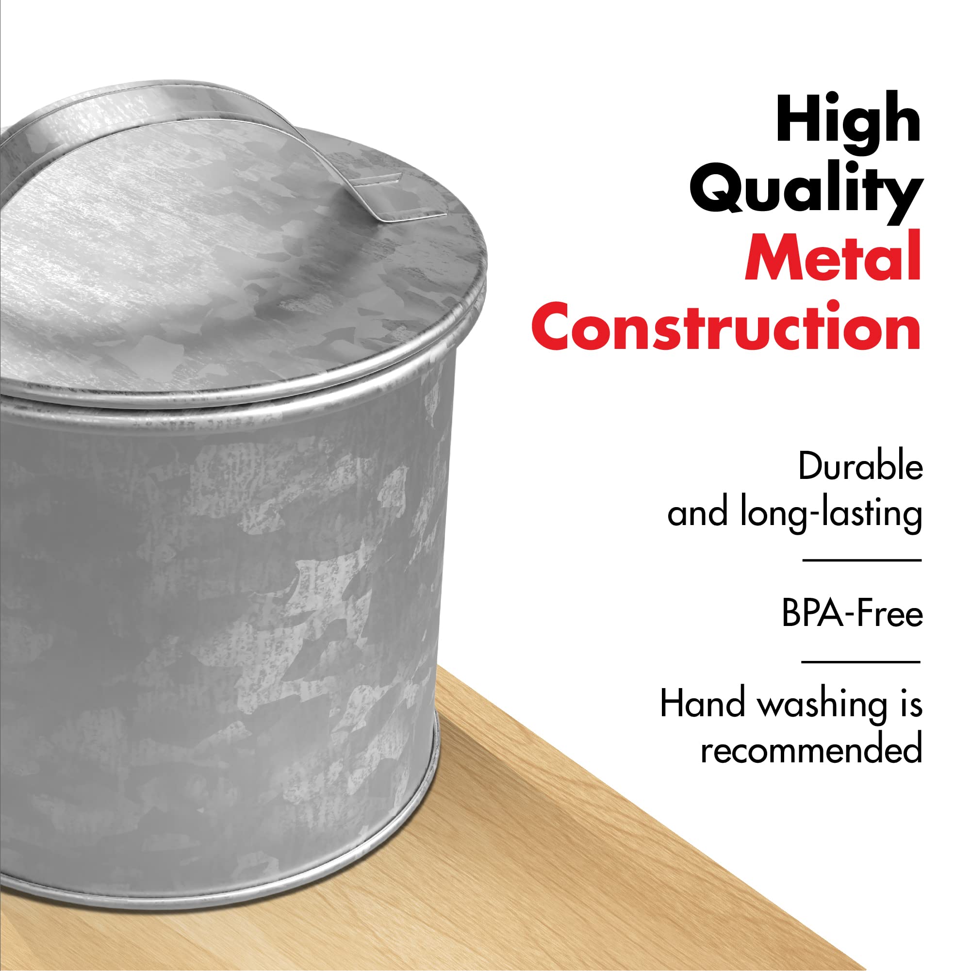 Amici Home Newport Galvanized Metal Canister | Dry Food Storage Container | Airtight Lid | 30 Ounce Capacity | Farmhouse D  Cor