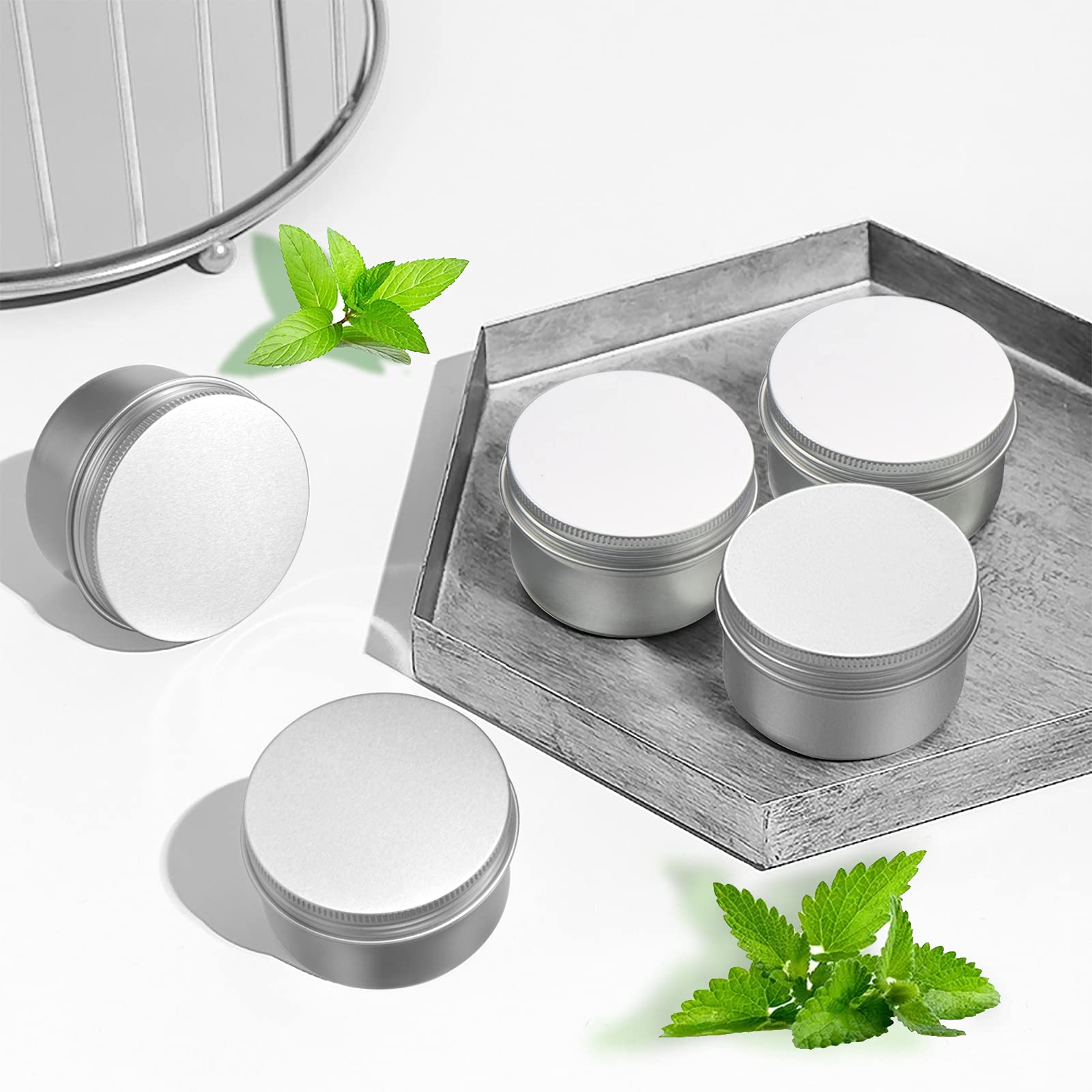 24 Pack 4 Oz Aluminum Balm Tins For Pill Storage, Jar Containers With Screw Thread Lid For Lip Balm, Cosmetic, Salve, Aluminum T