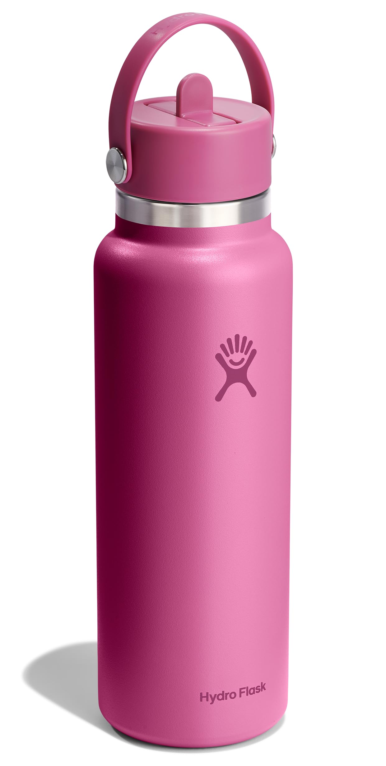 Hydro Flask Water Bottle - Insulated Stainless Steel - Wide Mouth Flex Straw Lid, Non Spill, Leakproof and Refillable in 40 Oz R