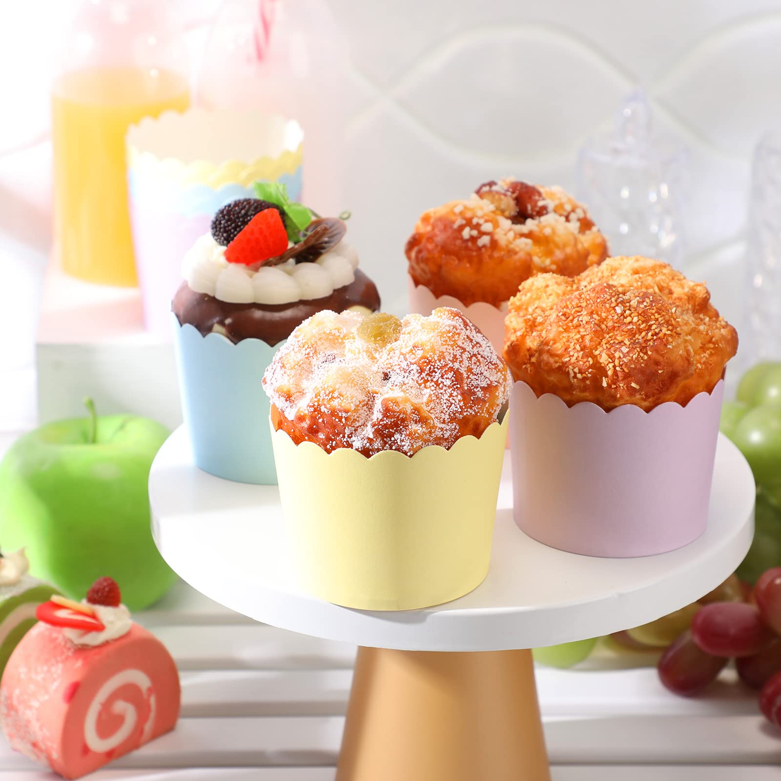 Tanlade 100 Pieces Baking Cups Cupcake Wrappers For Muffins 5.5 Oz Multi Color Baking Cups For Desserts Baby Showers Birthday Pa