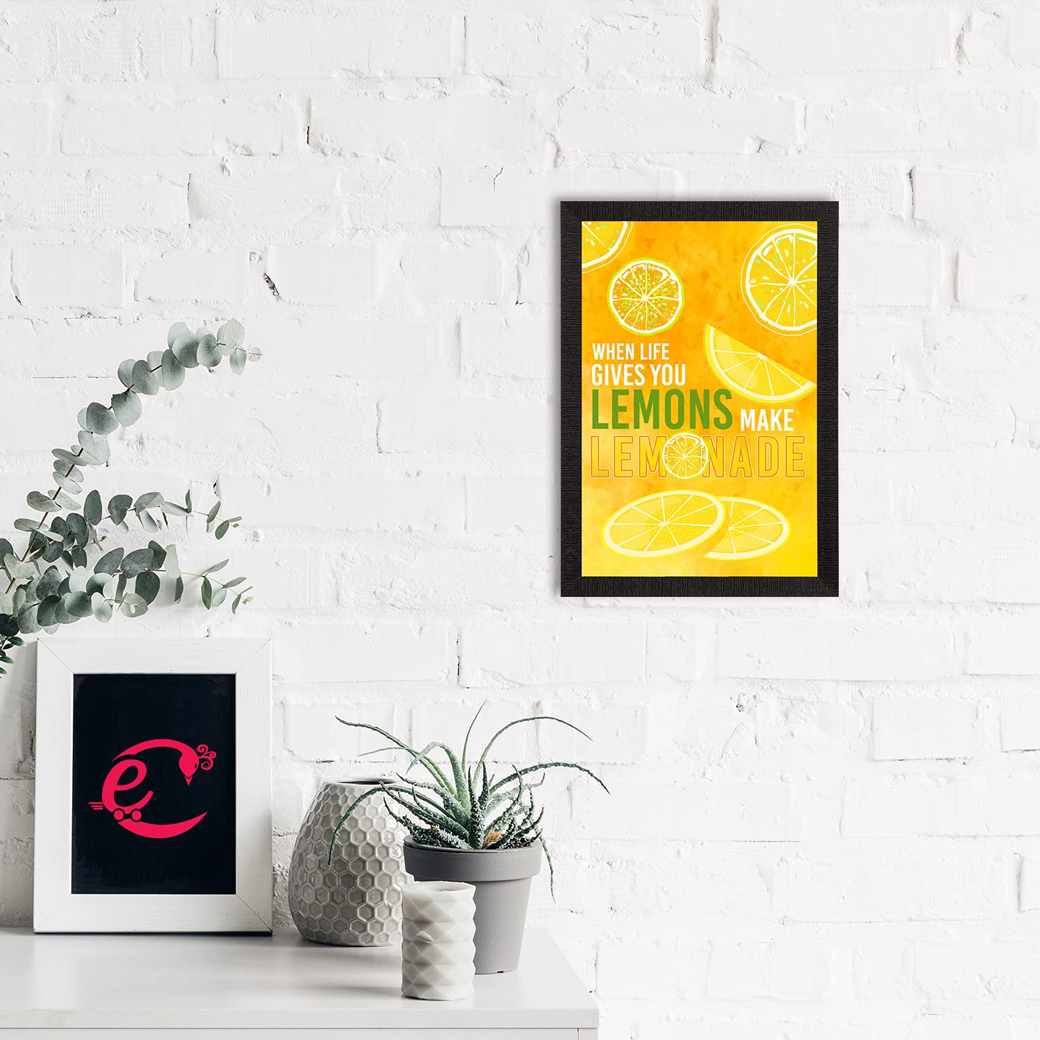 eCraftIndia When Life Gives You Lemons Make Lemonade Motivational Quote Satin Matt Texture UV Art Painting