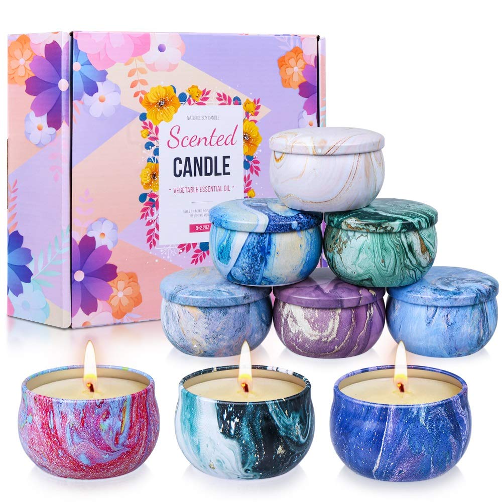 Scented Candles Gifts Set for Women, 9 Pack Aromatherapy Candles Pack Soy Wax with Essential Oil Include Lavender, Jasmine and V