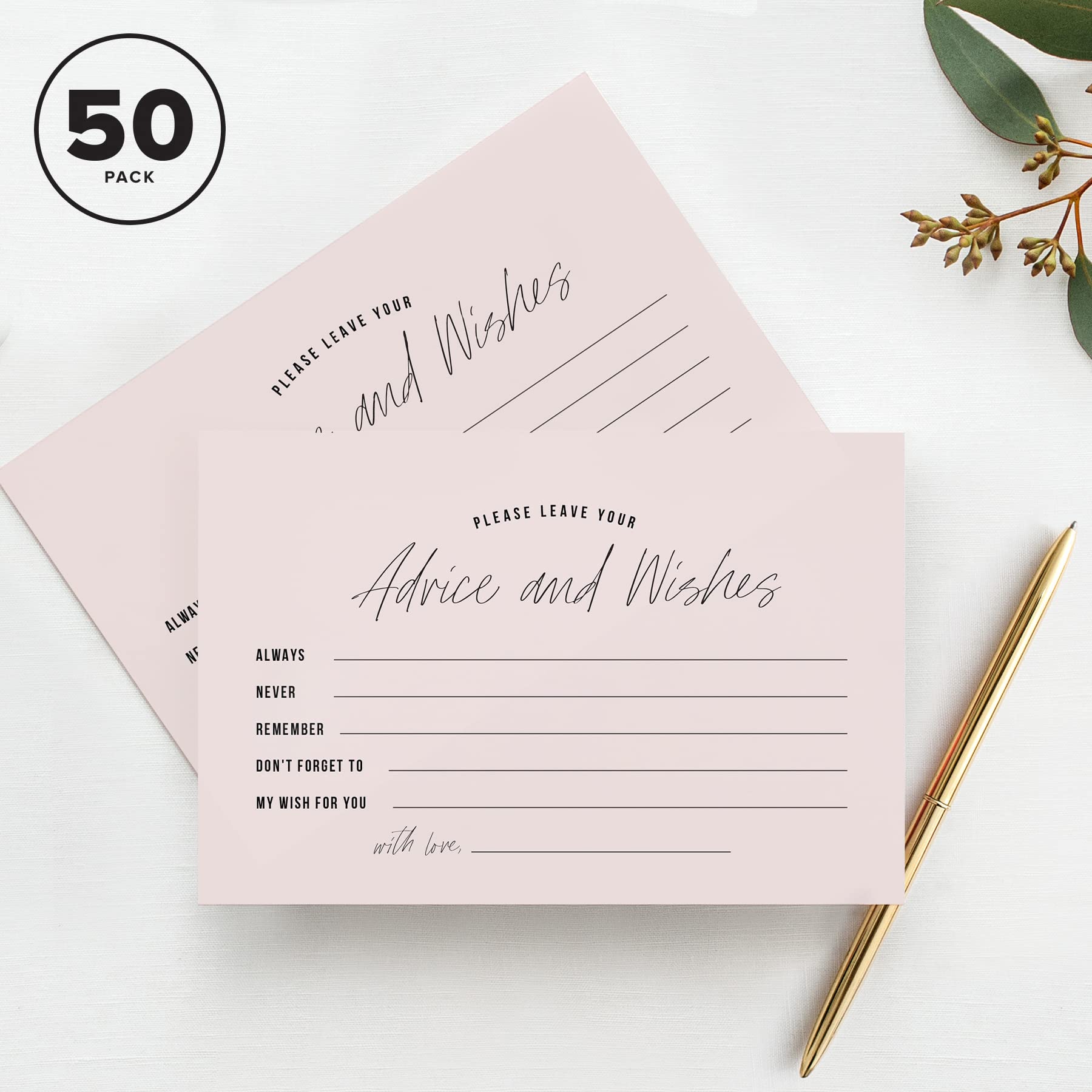 Bliss Collections Advice And Wishes Cards, Mad Libs Simple Pink, Perfect For: Bridal Showers, Wedding, Baby Shower, Graduation P