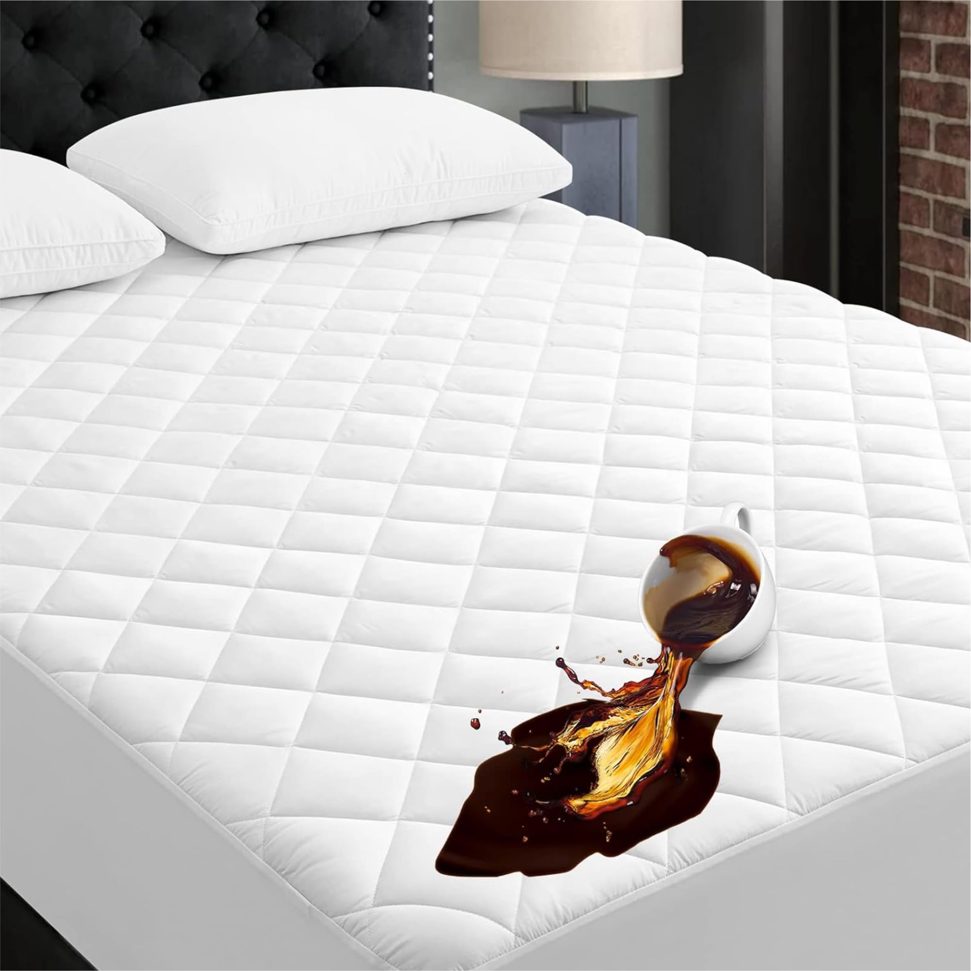 Ayka Waterproof Cotton Quilted Mattress Protector Single Size Breathable Hypoallergenic Noiseless Ultra Soft Fitted Bed Protecto