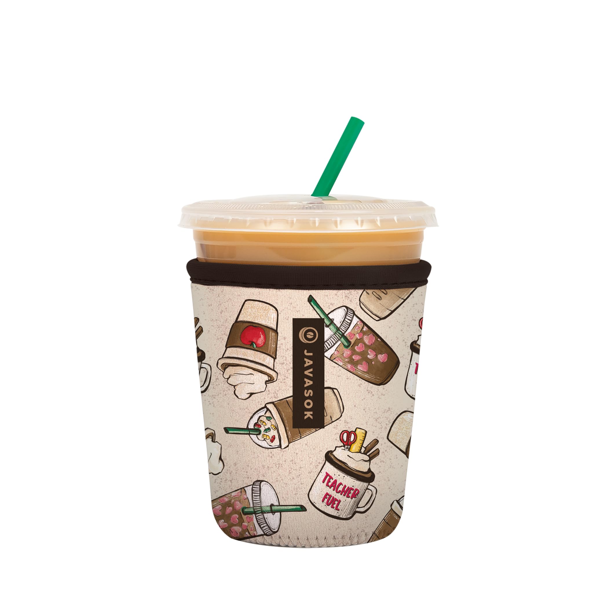 Sok It JavaSok Iced Coffee & Cold Soda Insulated Neoprene Cup Sleeve (Teachers Favorite, Small: 16-20oz)