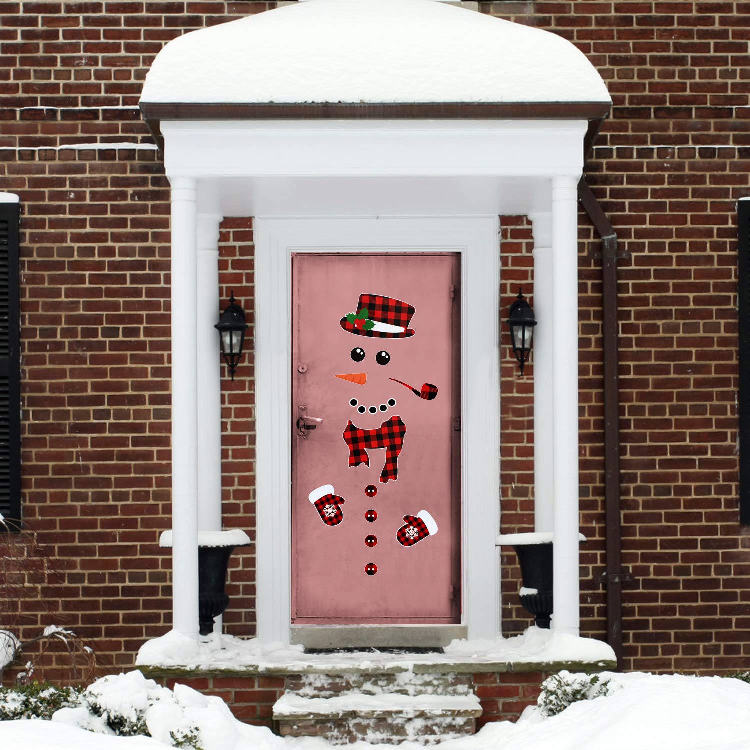 17Pcs Snowman Refrigerator Magnets  Christmas Decorations  Large Red Black Buffalo Plaid Fridge Magnet Stickers  Xmas Holiday Decorations for Fridge  Metal Door  Cabinets  Garage Door