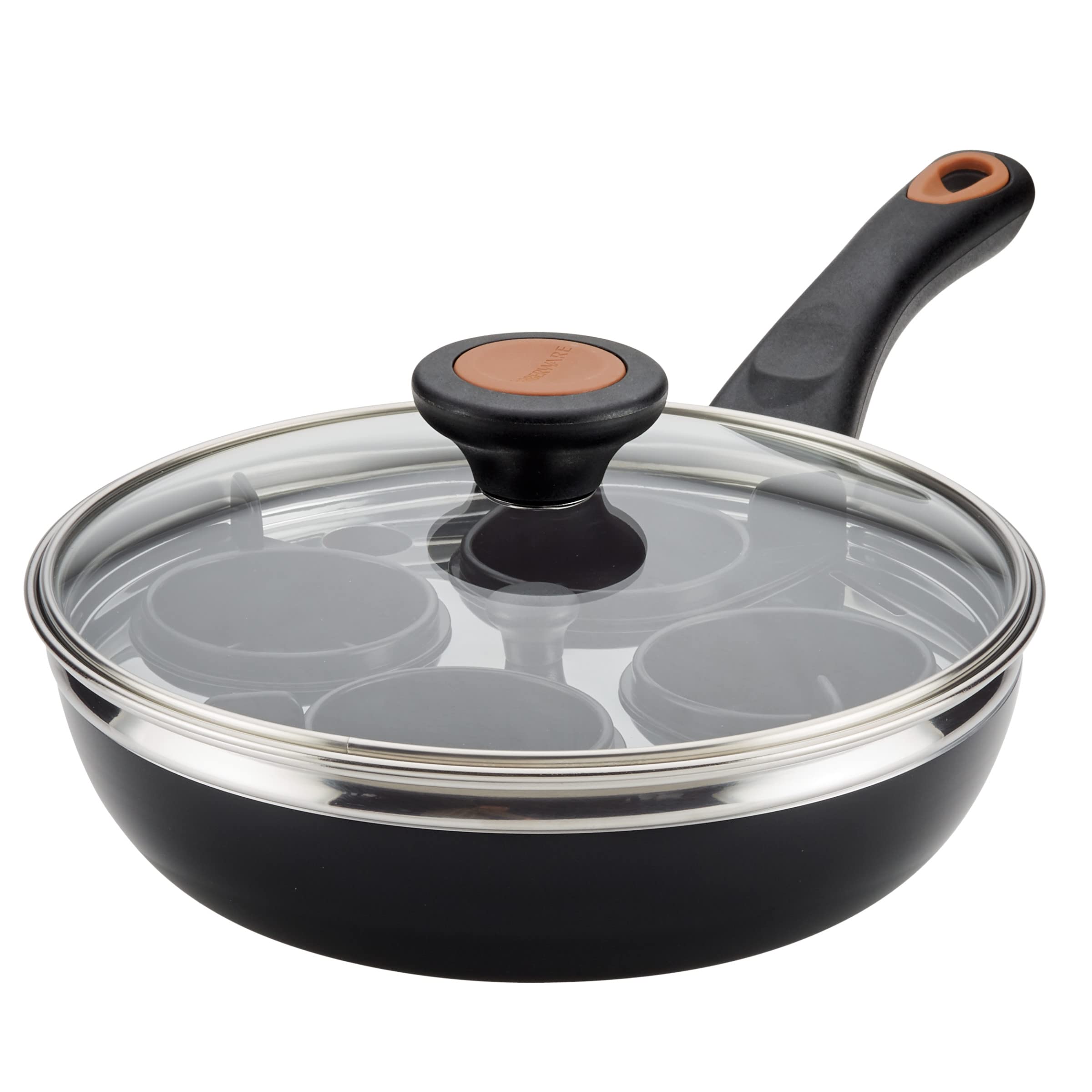 Farberware Glide Copper Ceramic Egg Poacher Pan Nonstick 4 Eggs, 8Inch