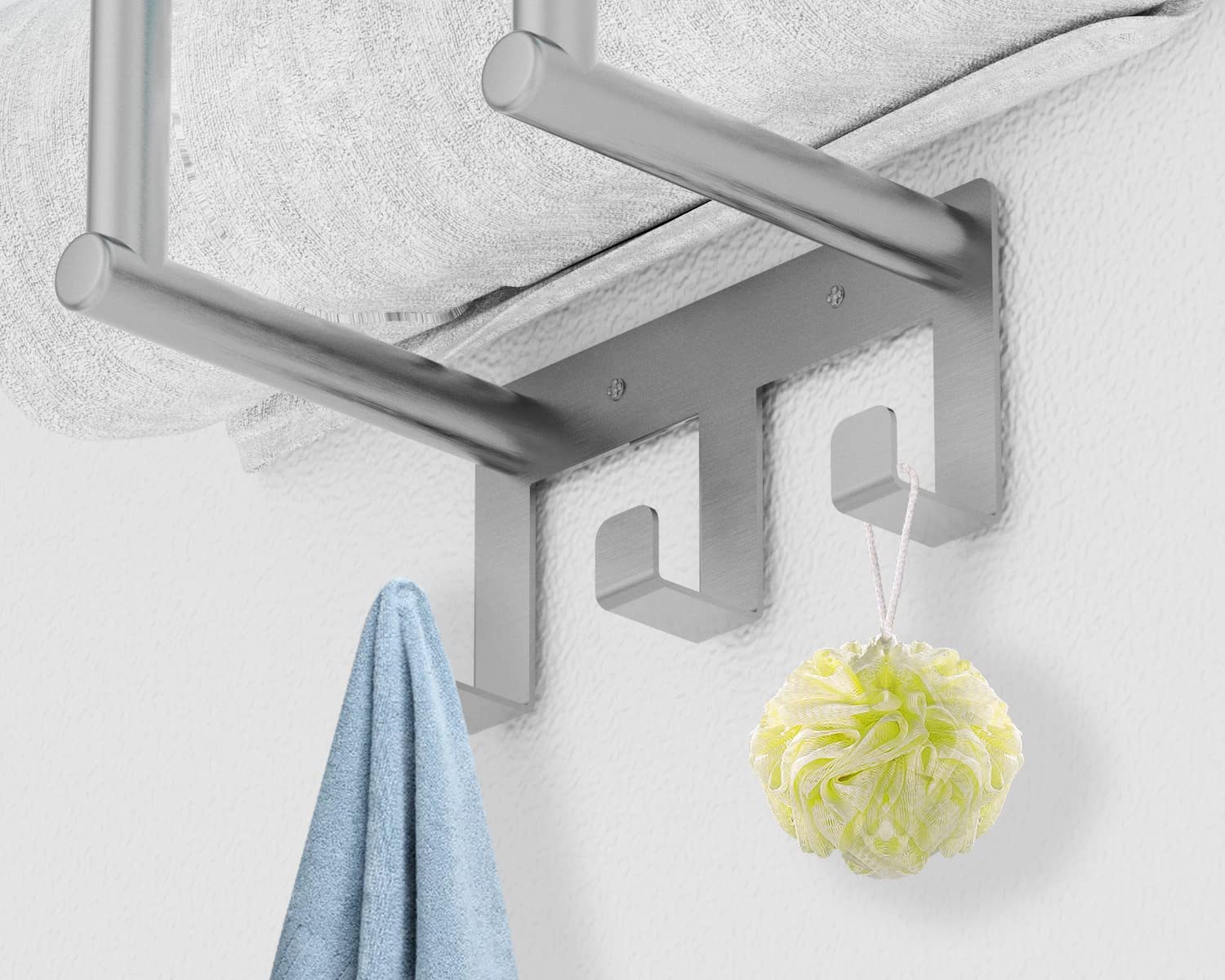 Towel Racks For Bathroom Wall Mounted, Bethom Towel Rack With Shelf & 3 Hooks, Brushed Nickel Towel Storage Holder Wall For Larg