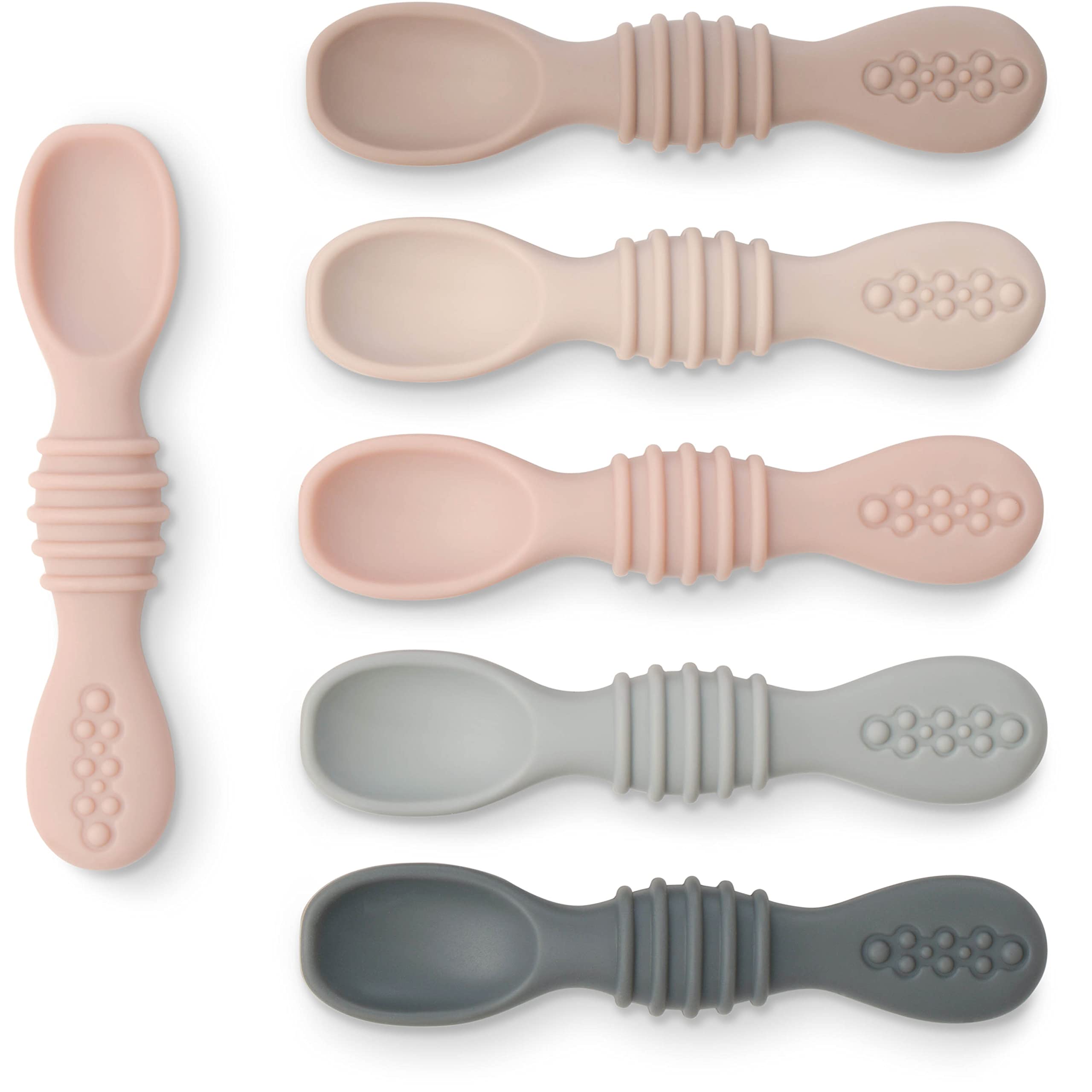 Simka Rose Silicone Baby Spoons Self Feeding 6 Months - First Stage Infant Spoons For Babies & Toddlers- Baby Led Weaning Spoons
