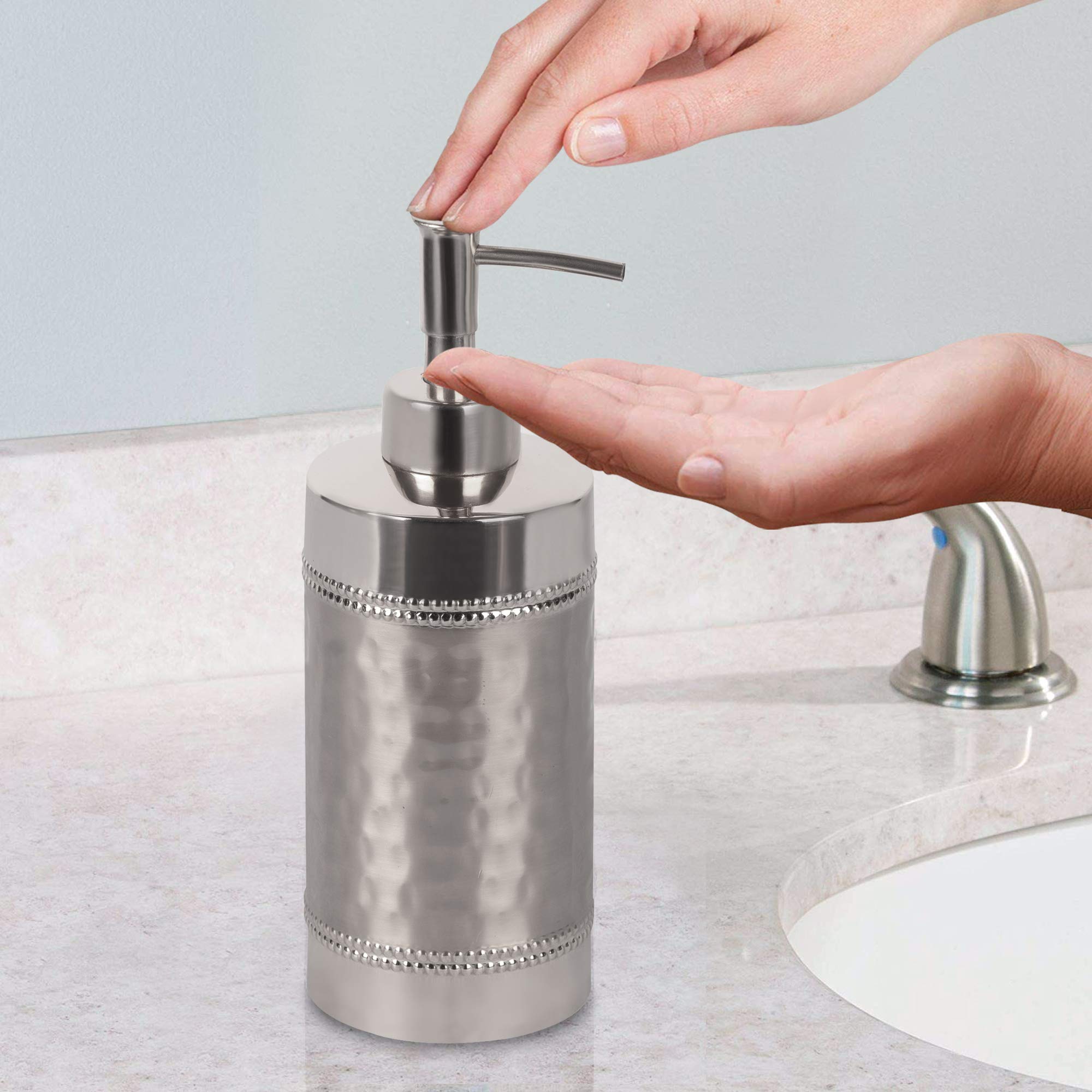 Nu Steel Hudson Bathroom Soap, Lotion & Liquid Gel Pump Dispenser In Premium Polished Stainless Steel For Bathrooms & Vanity Spa