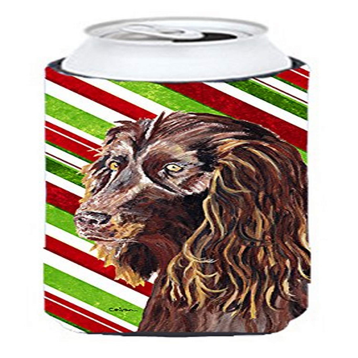Boykin Spaniel Candy Cane Christmas Tall Boy Beverage Insulator Beverage Insulator Hugger