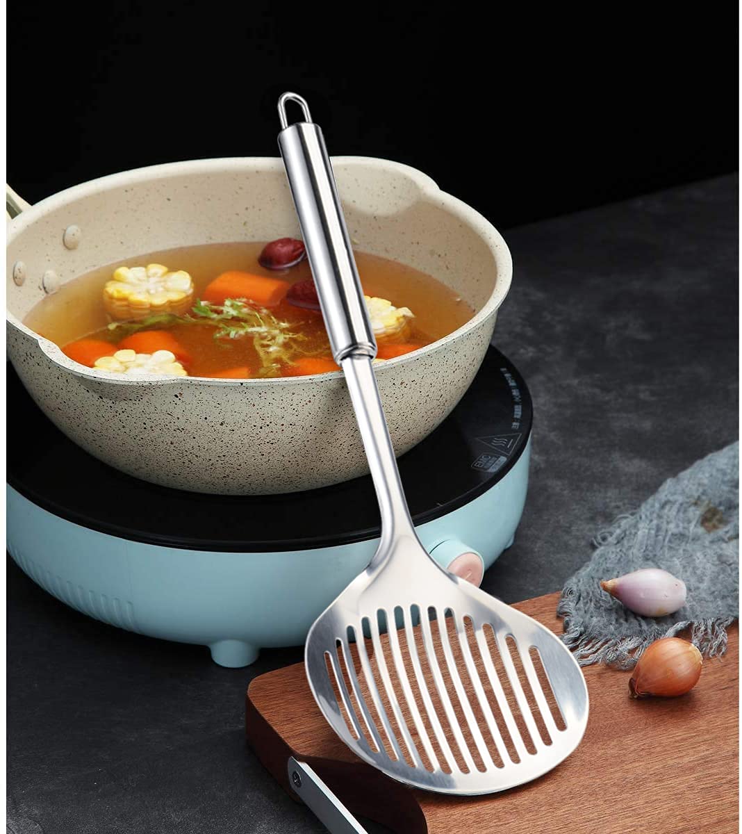 Tenta Kitchen Multi Kitchen Utensil Stainless Steel Cooking Skimmer Slotted Fish Turner Spatula Spoon Colander Drain Water Filte