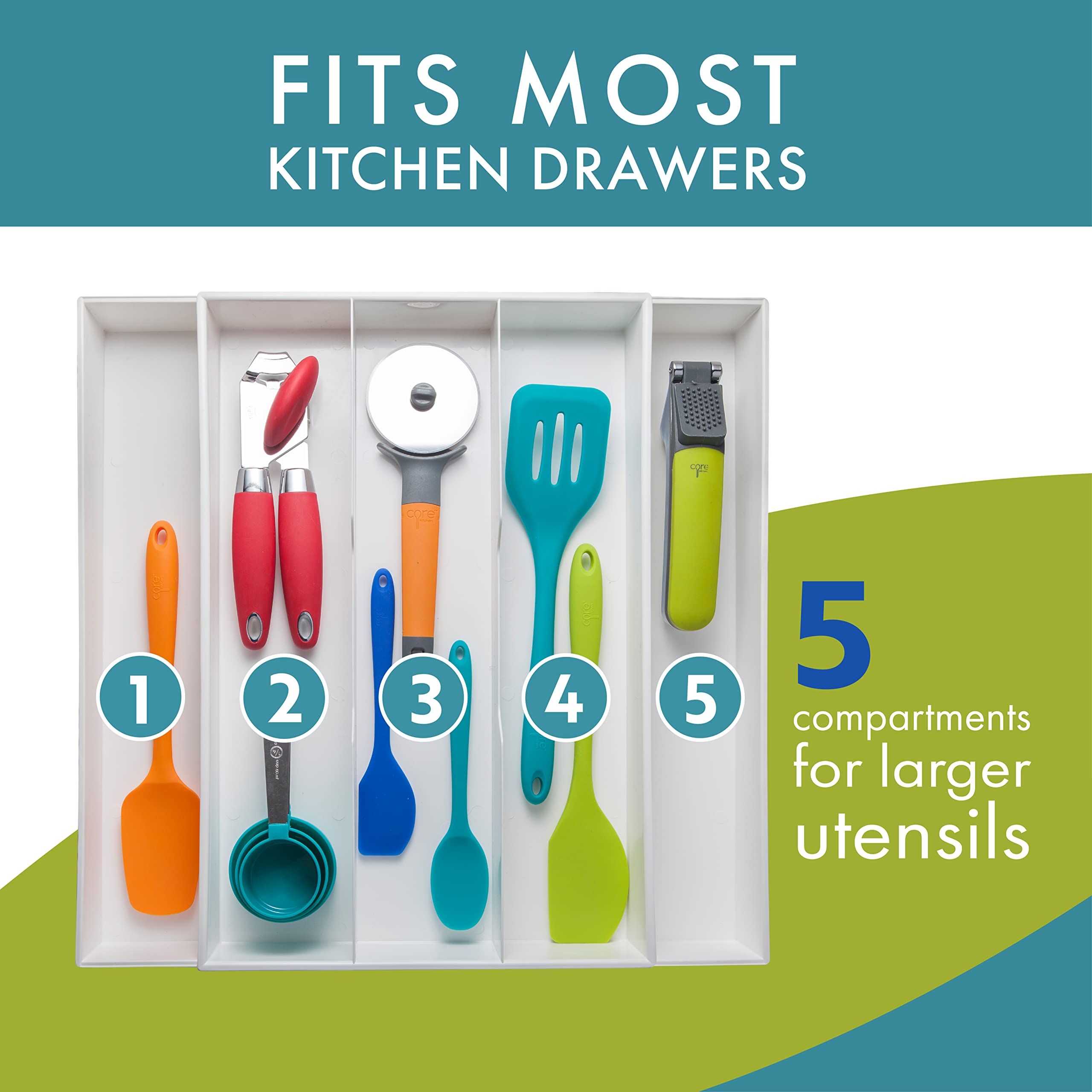 Dial Industries 2544 Expand-A-Drawer Utensil Organizer Tray, Large Utensils