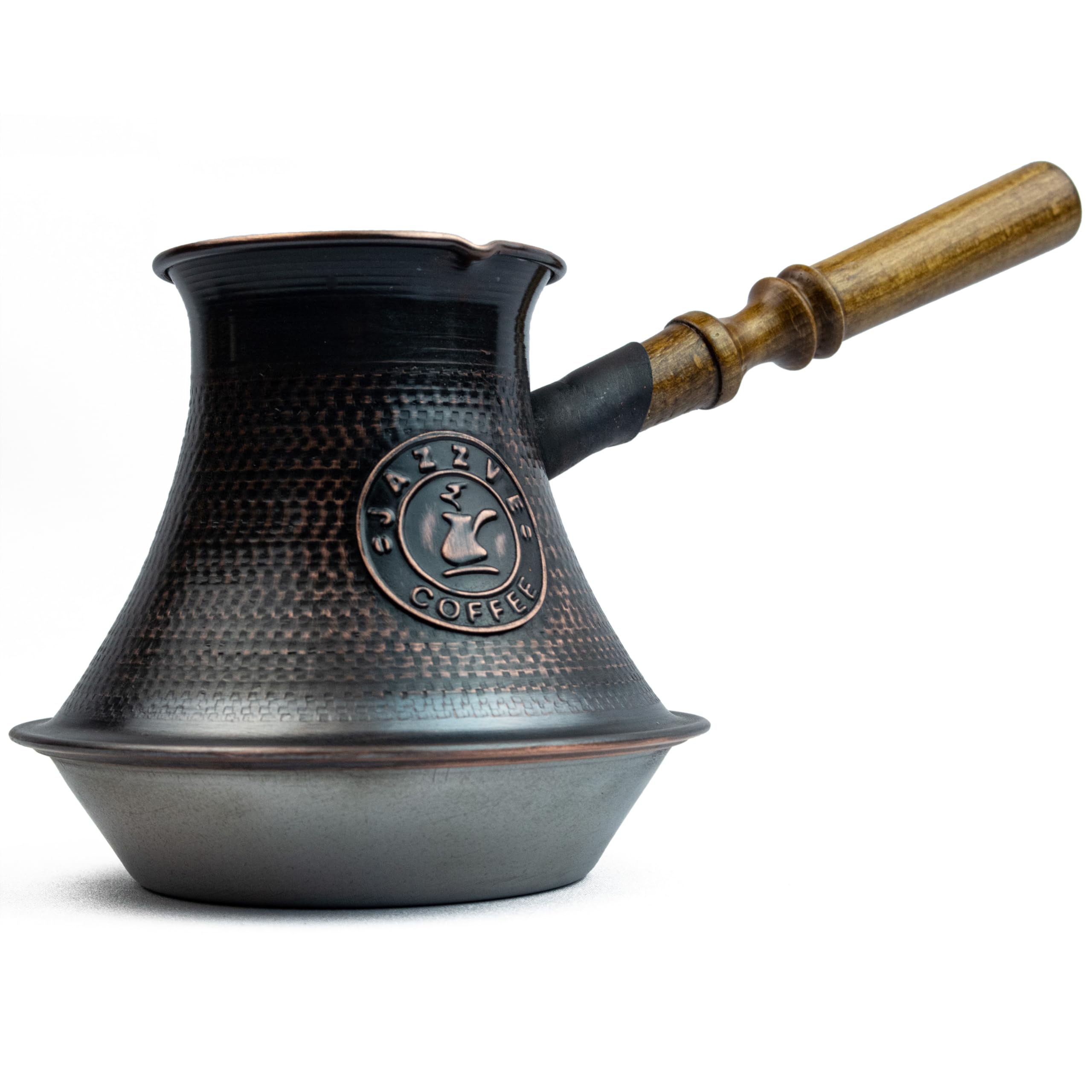 Handmade Armenian Coffee Pot 27 Fl Oz (800Ml) - Copper Jazva - Turkish Arabic Greek Cezve Jezve Ibrik Turka Jazve Maker - Wooden