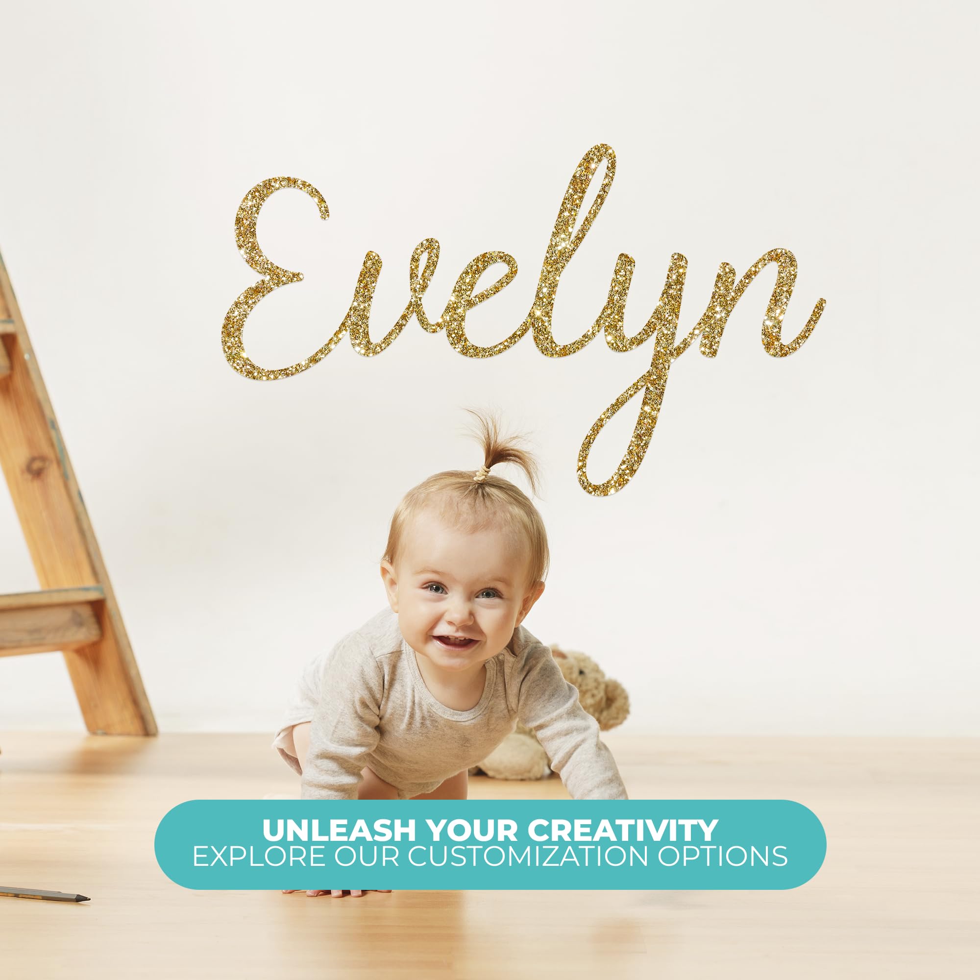 Egd Custom Name Cursive Wall Decal | Personalized Name With Elegant Font | Wall Stickers For Bedroom | Wall Decor For Girls & Bo